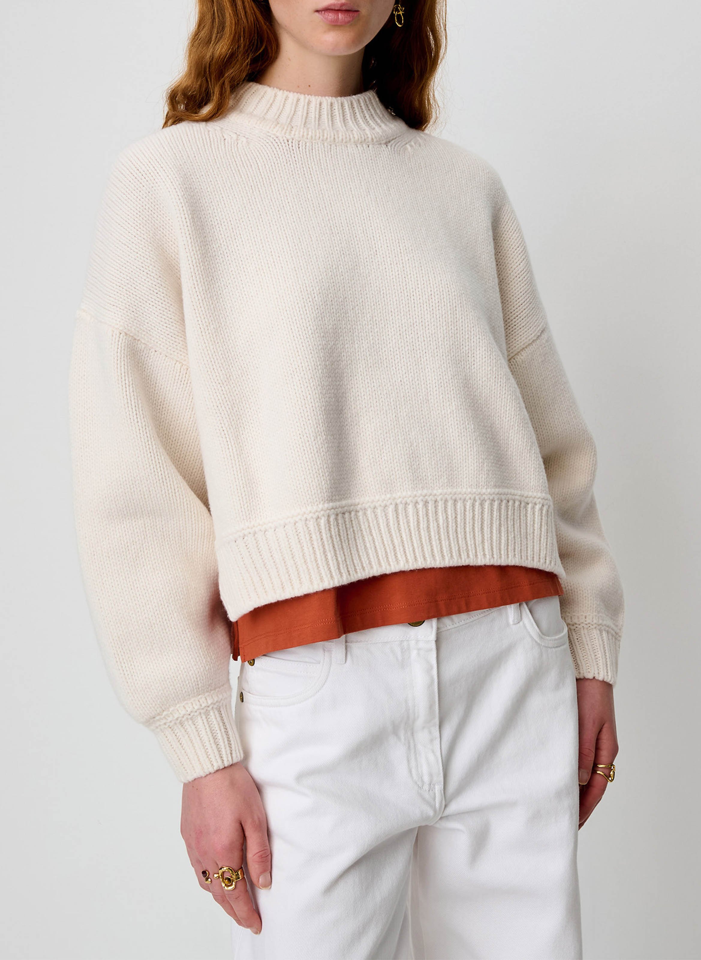 Weit geschnittener Wollpullover SESSUN Beige