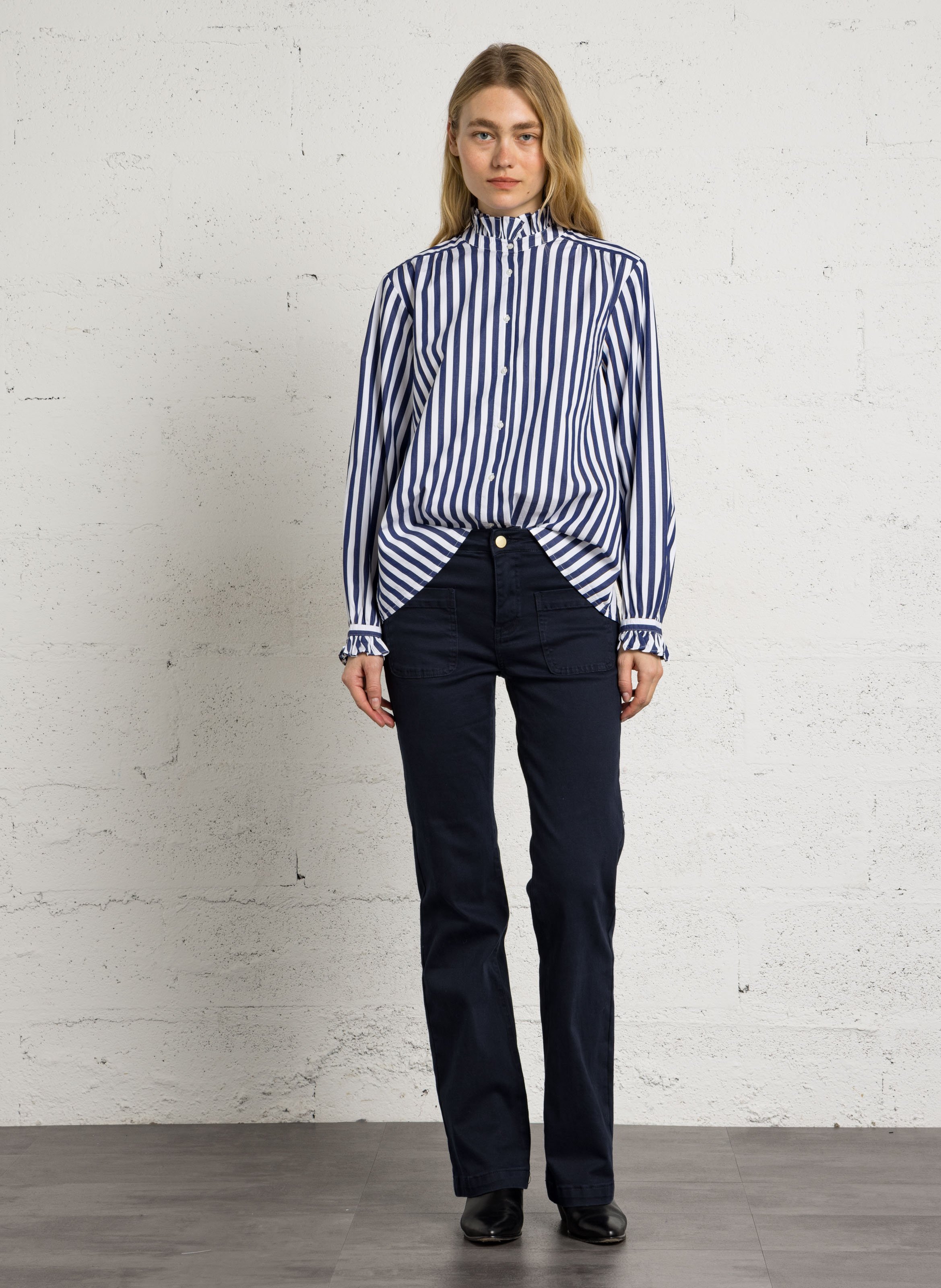 Katoenen broek met wijd uitlopende pijpen LA PETITE ETOILE Blauw