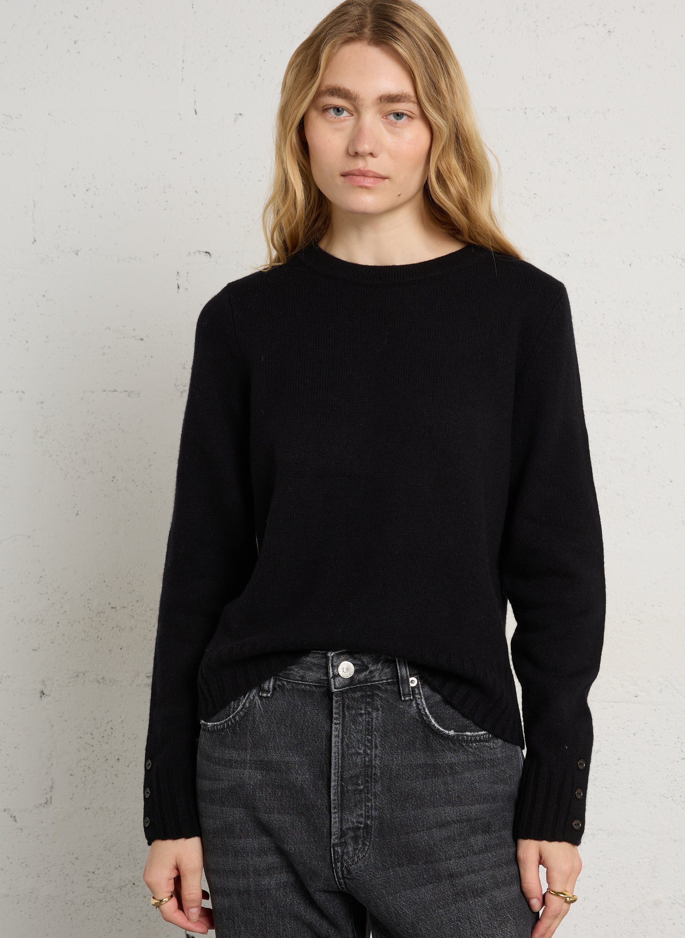 Pull col rond en laine BERENICE Noir