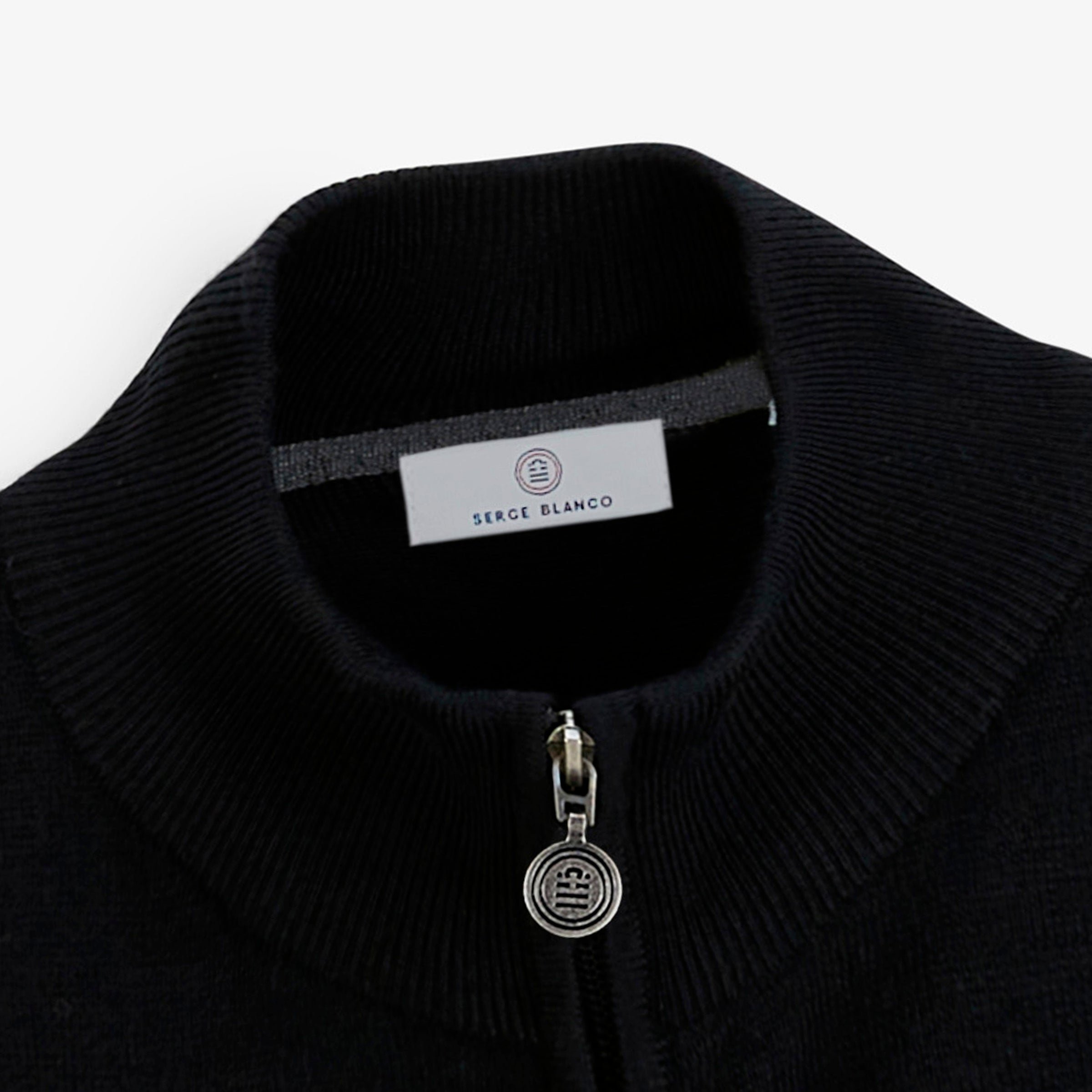 Zipped wool-knit cardigan SERGE BLANCO Black