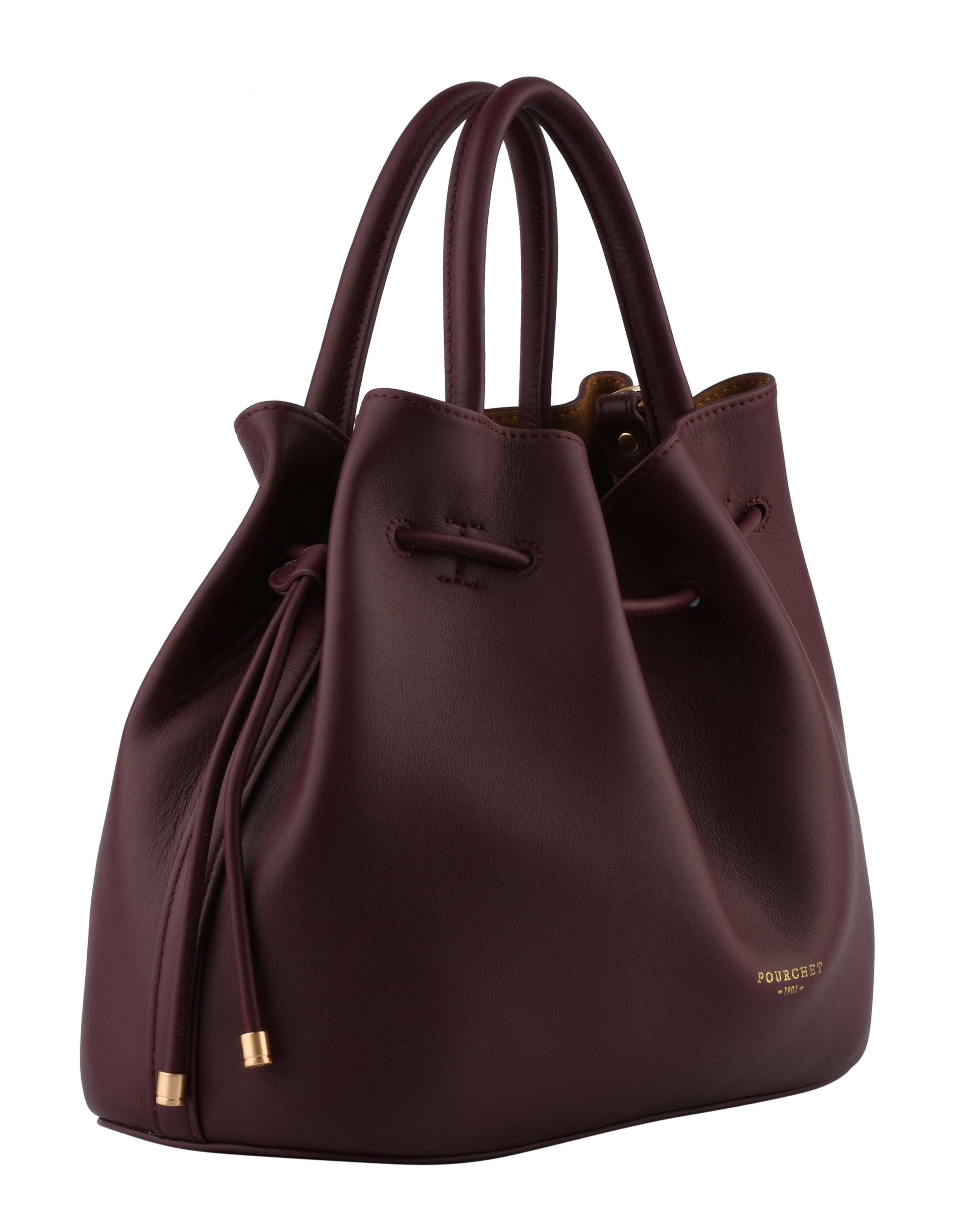 Calfskin leather handbag POURCHET Red