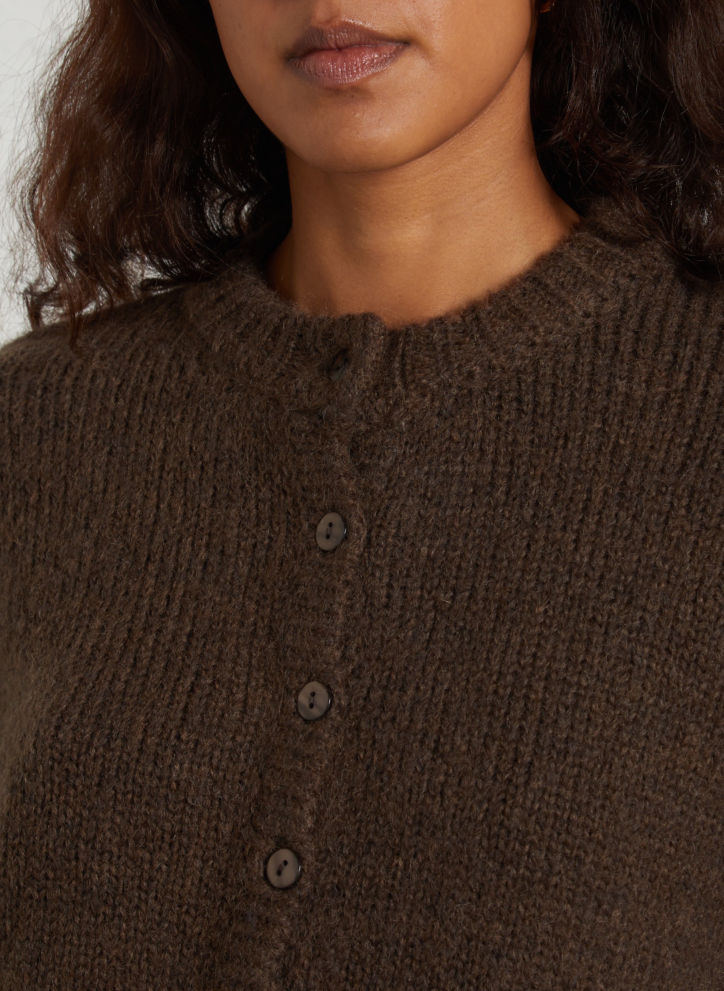 Straight-cut round-neck cardigan HOD PARIS Brown
