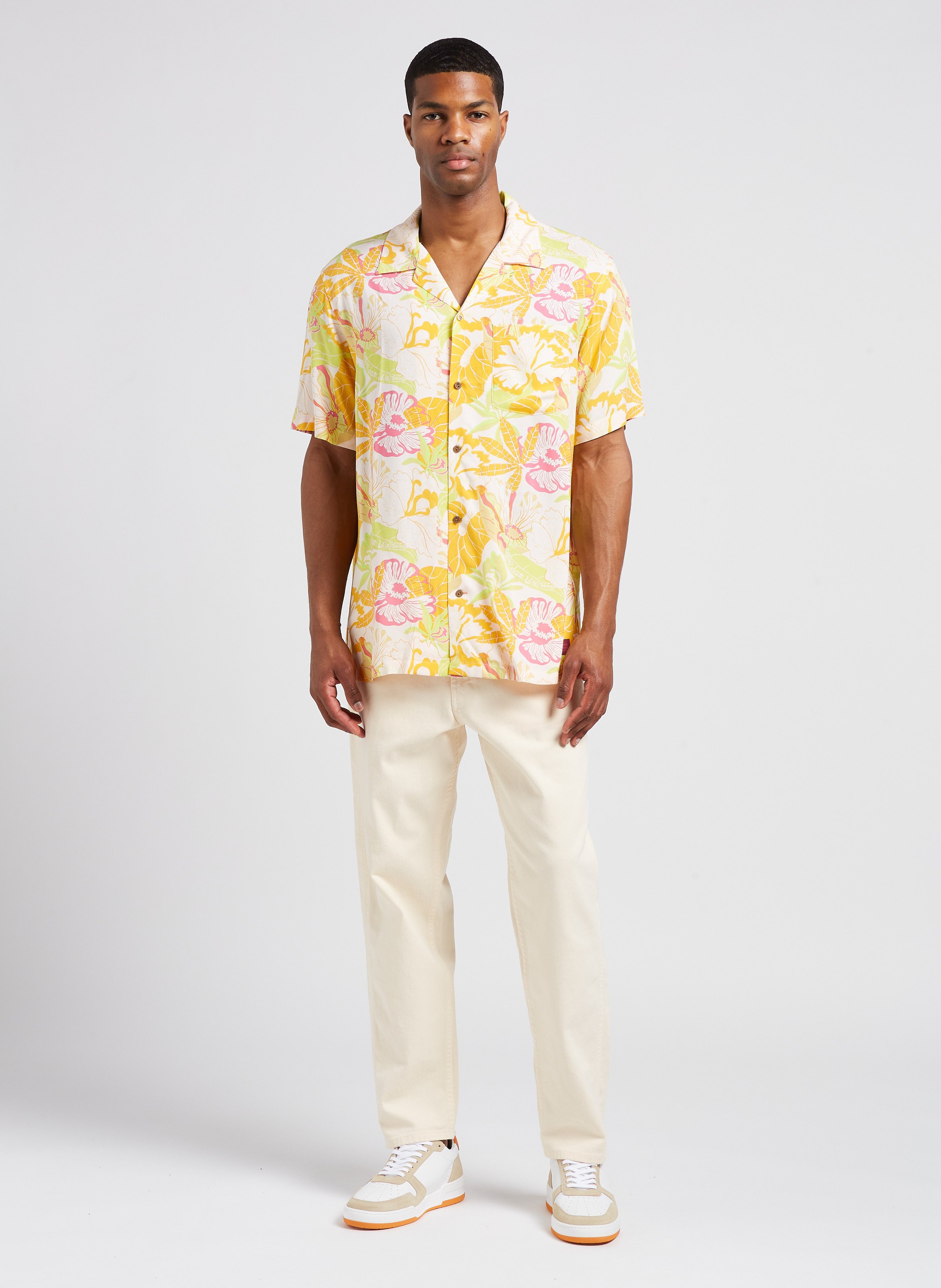 Bedrucktes Hemd mit V-Ausschnitt SCOTCH AND SODA Grau