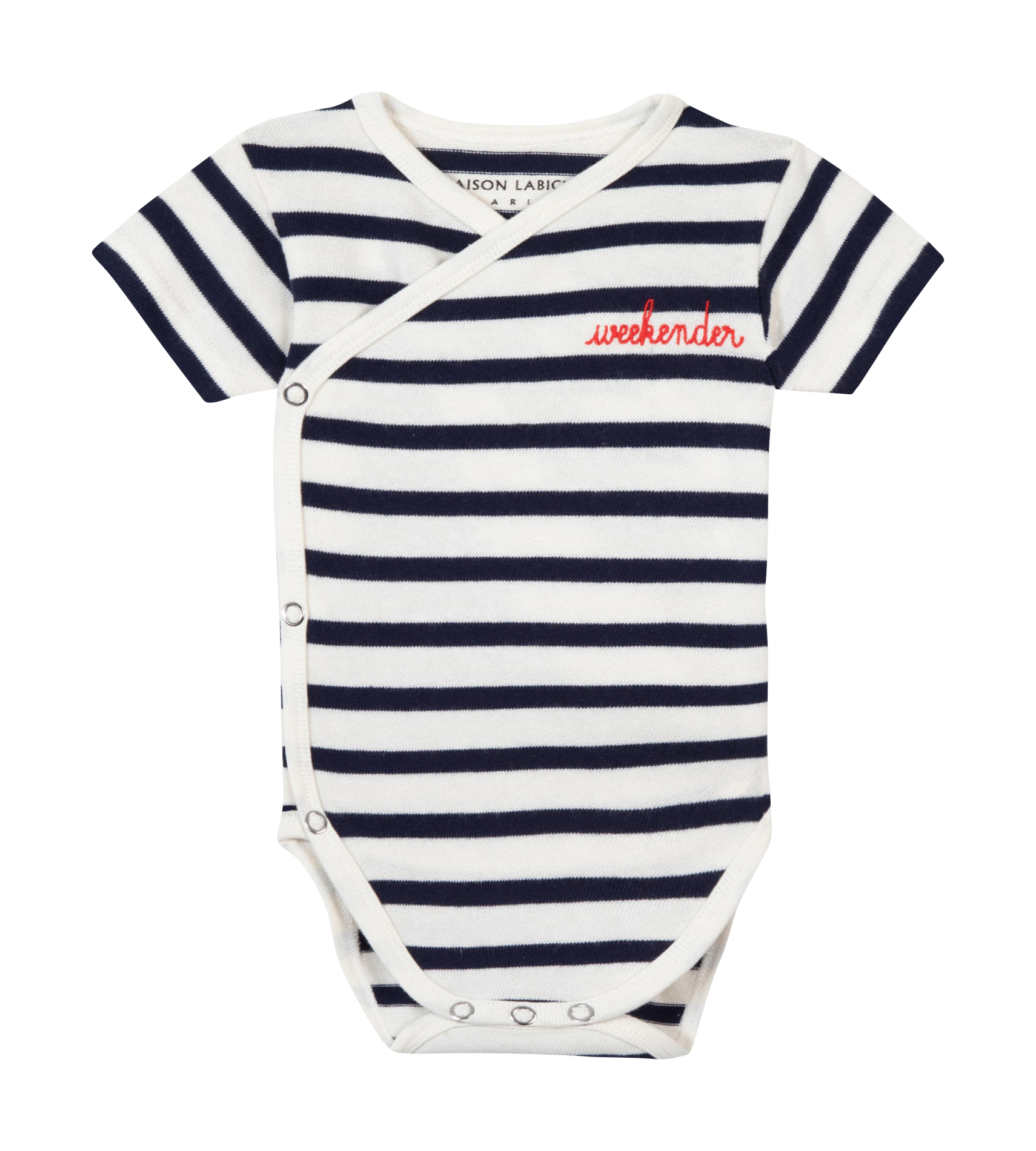 Organic cotton bodysuit with "weekender" embroidery MAISON LABICHE White