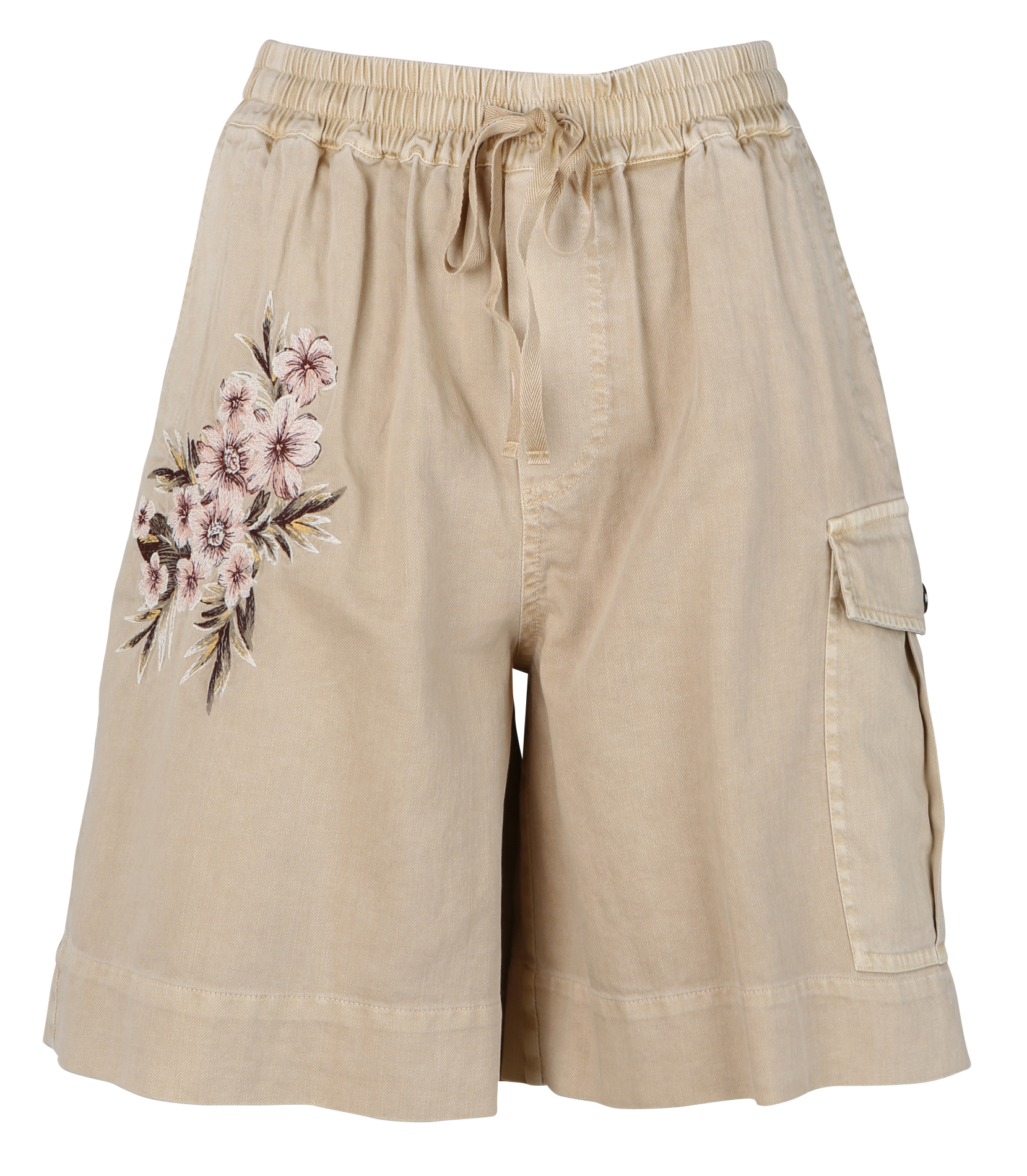 Short taille haute brodé en coton mélangée TWINSET Beige