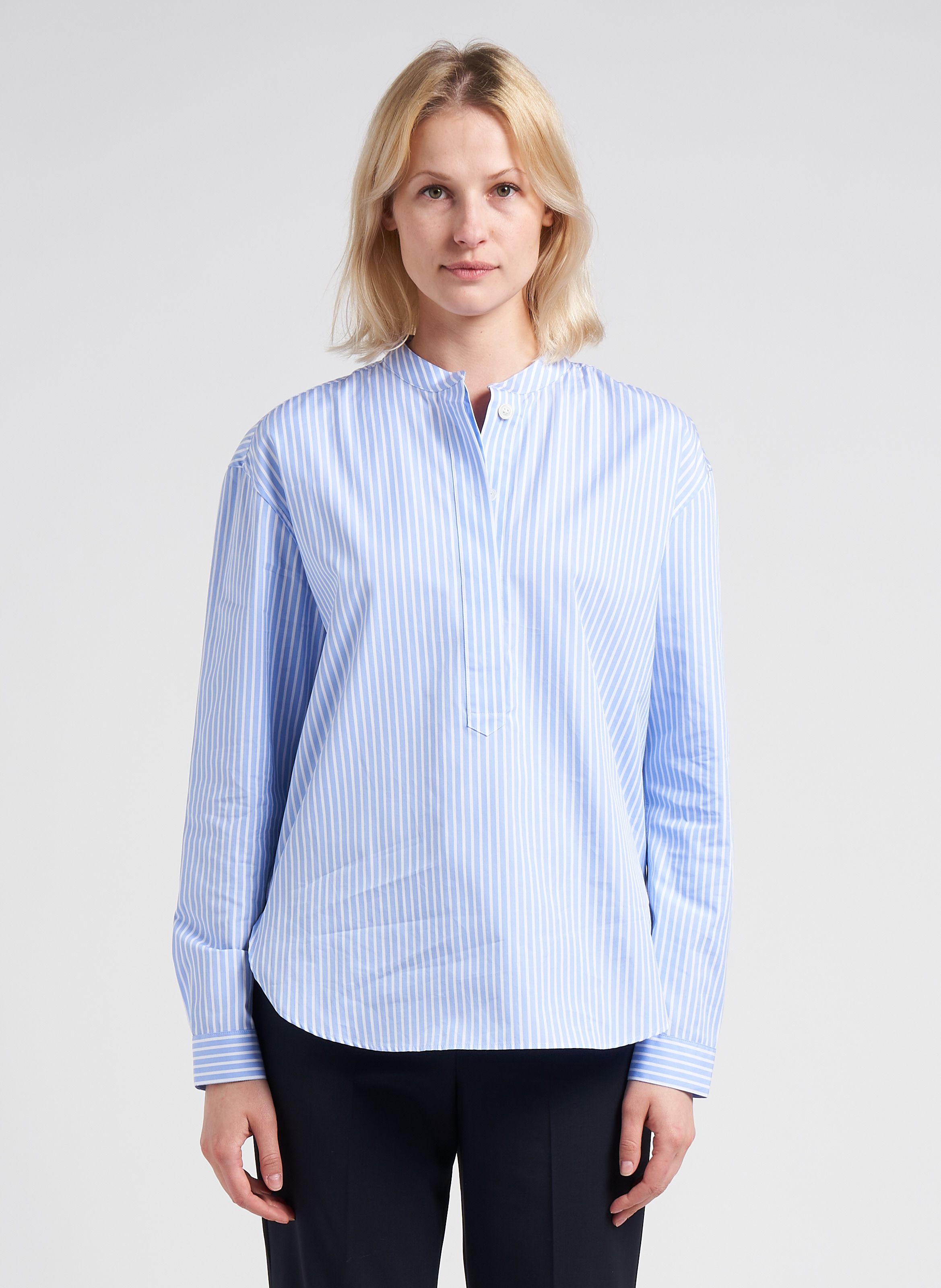 Chemise femme discount col mao coton