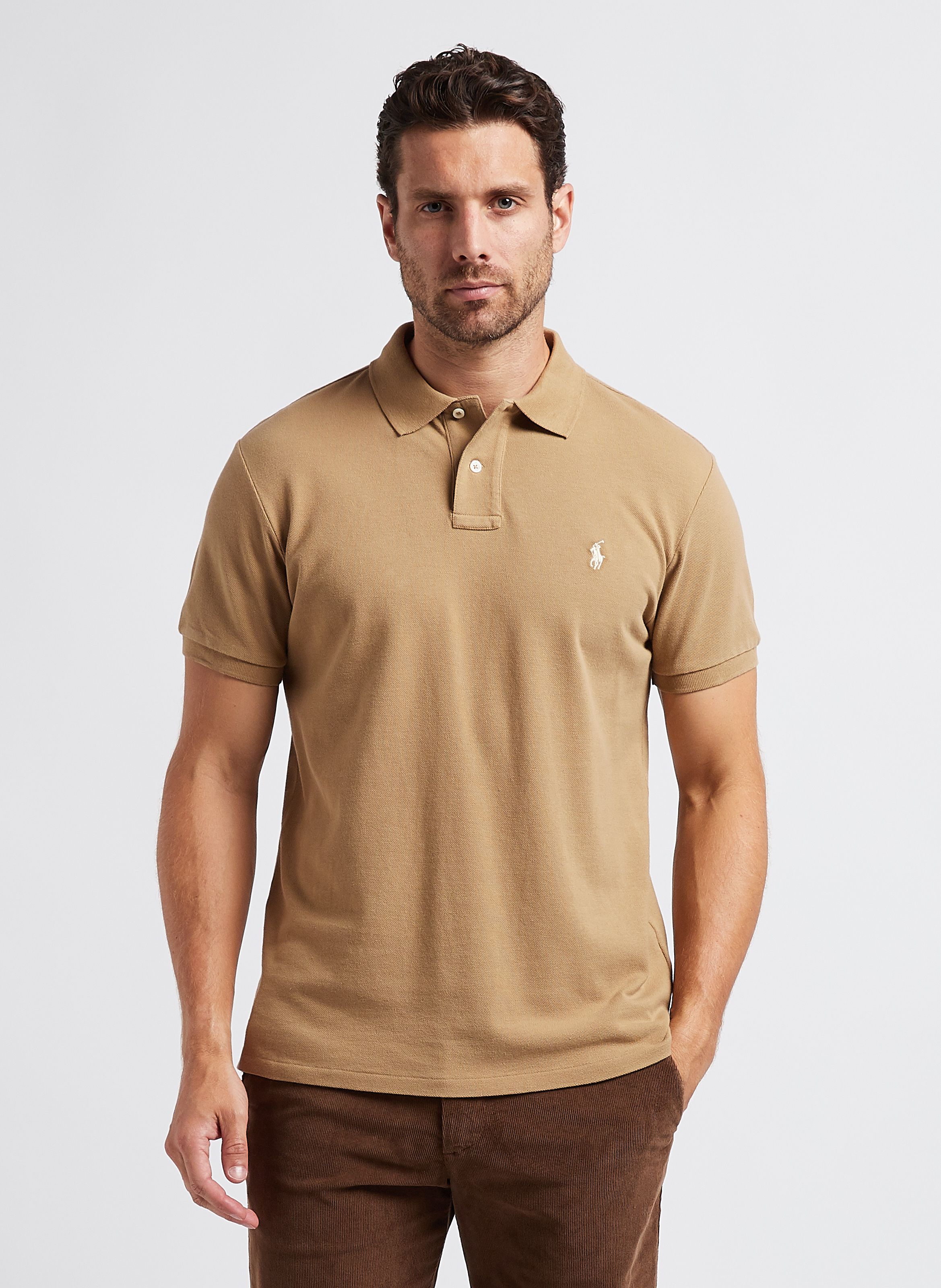 Beige Slim fit cotton polo shirt