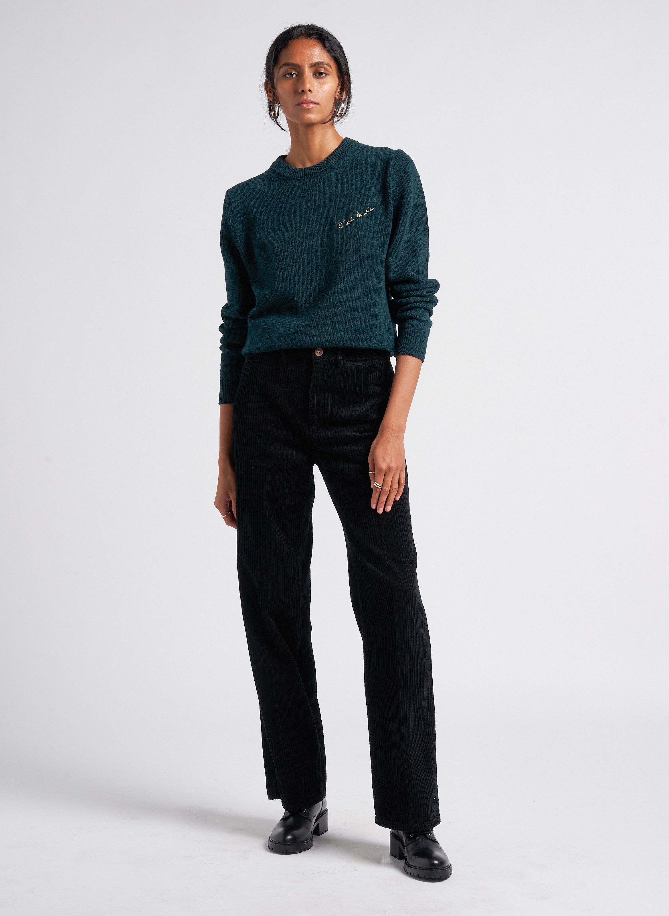 Katoenen broek met hoge taille LAB DIP Zwart