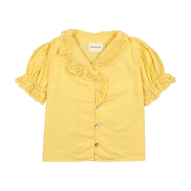 Embroidered cotton V-neck blouse THE NEW SOCIETY Yellow