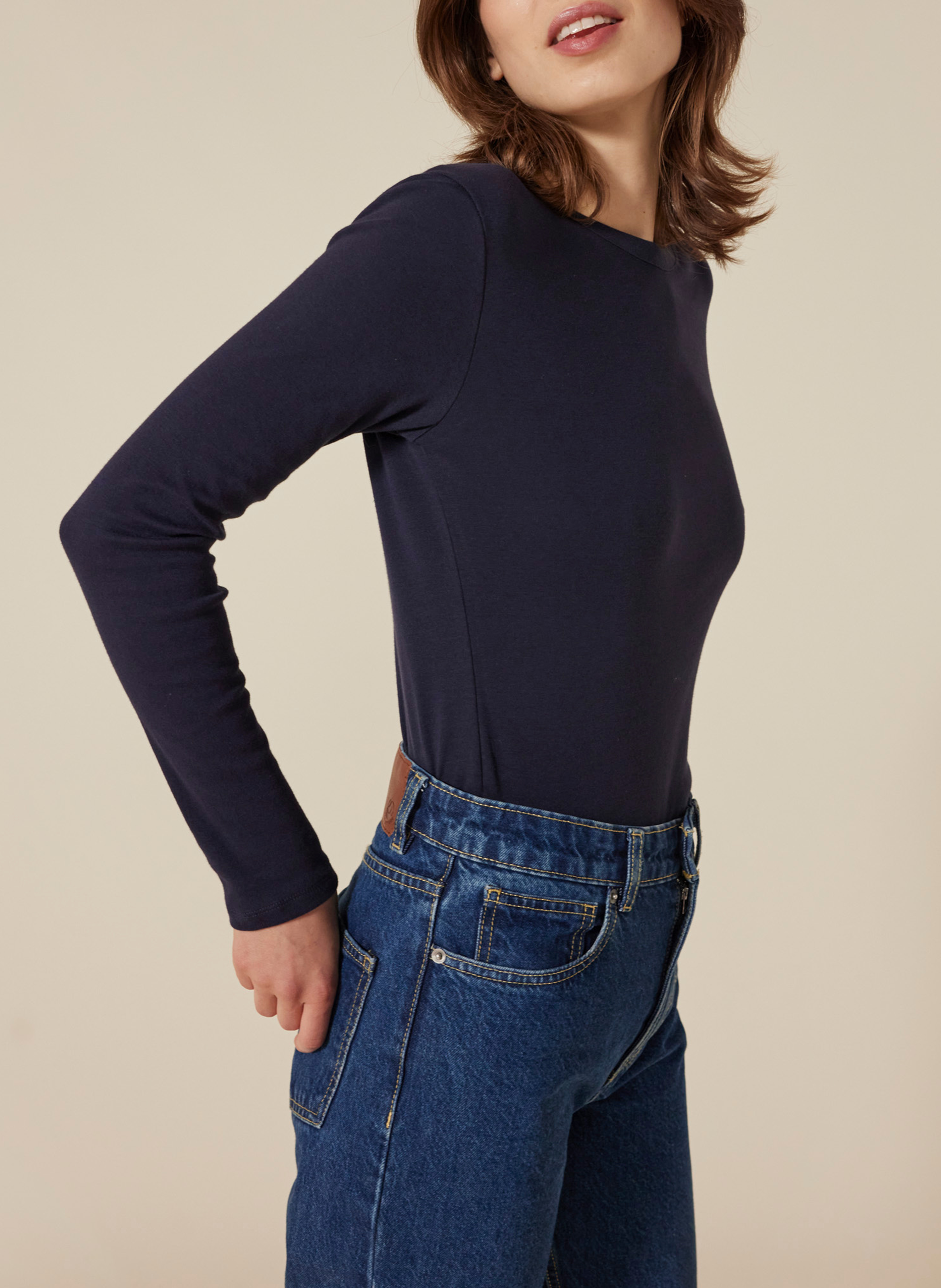 Tee-shirt col rond en coton PETIT BATEAU