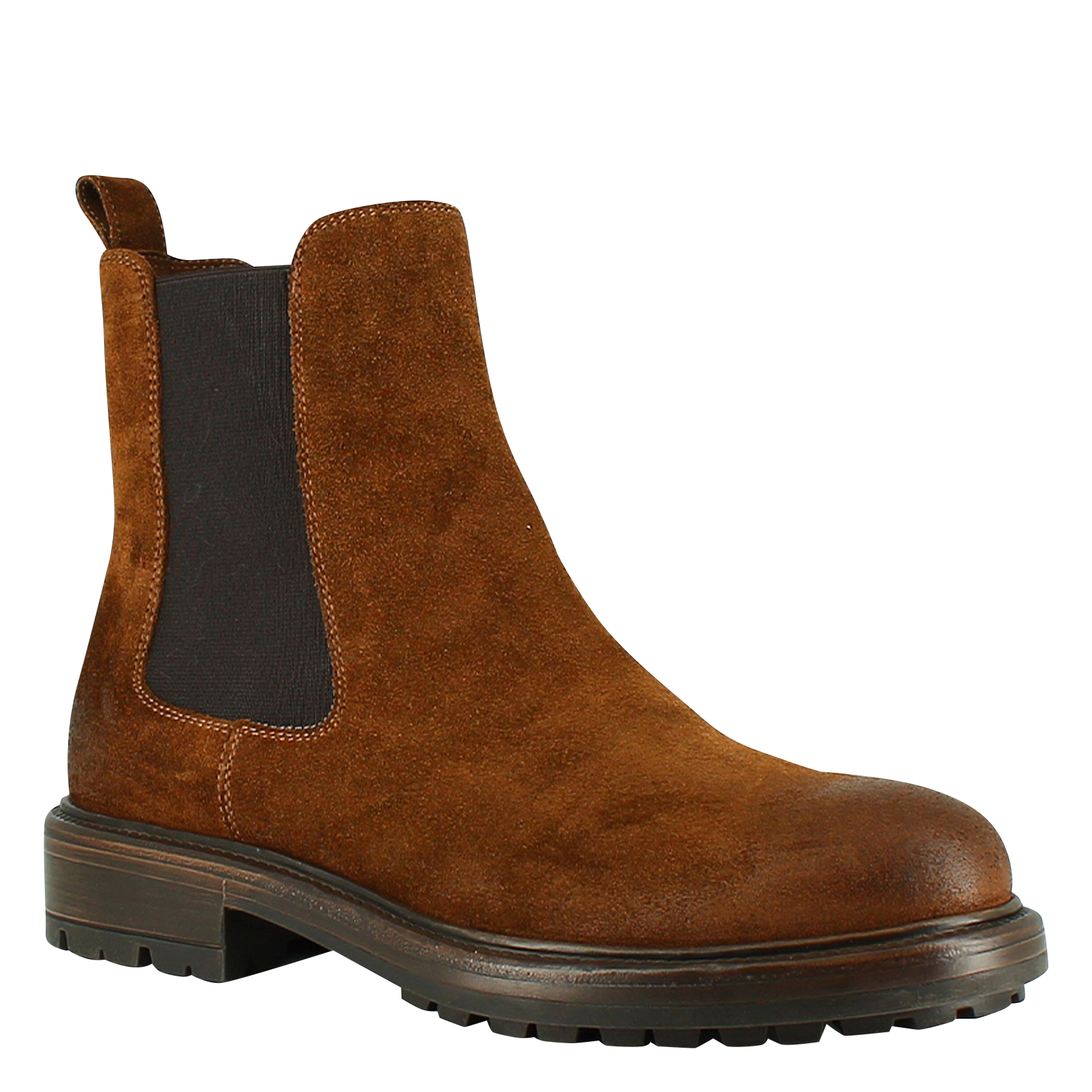 Bottines crantées en cuir velours JONAK Marron