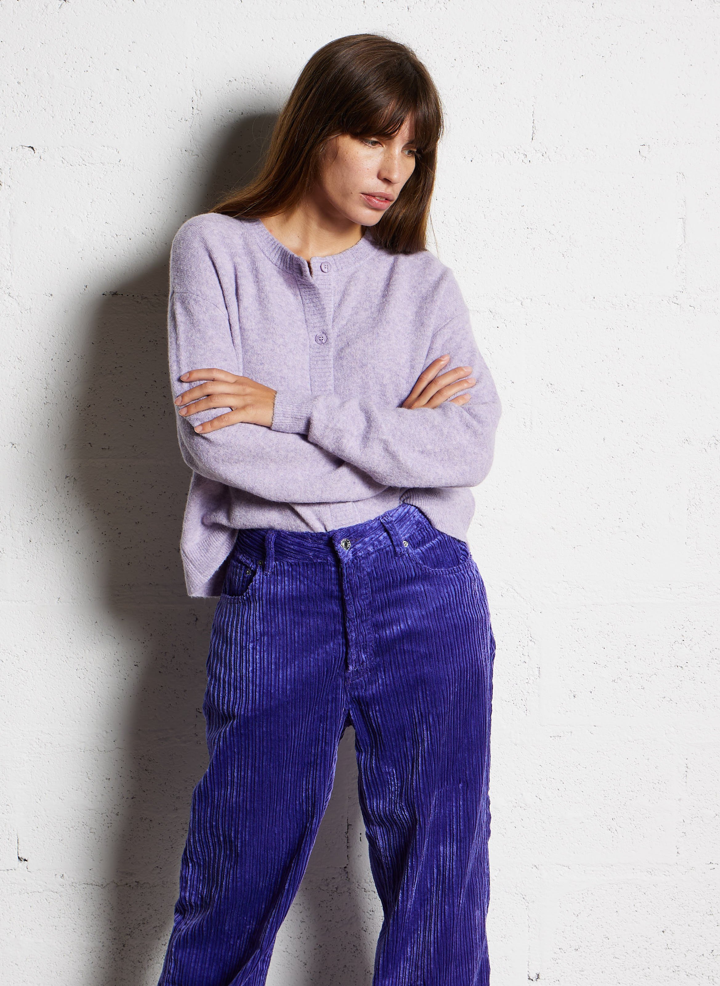Pantalon droit en coton mélangé BELLEROSE Violet