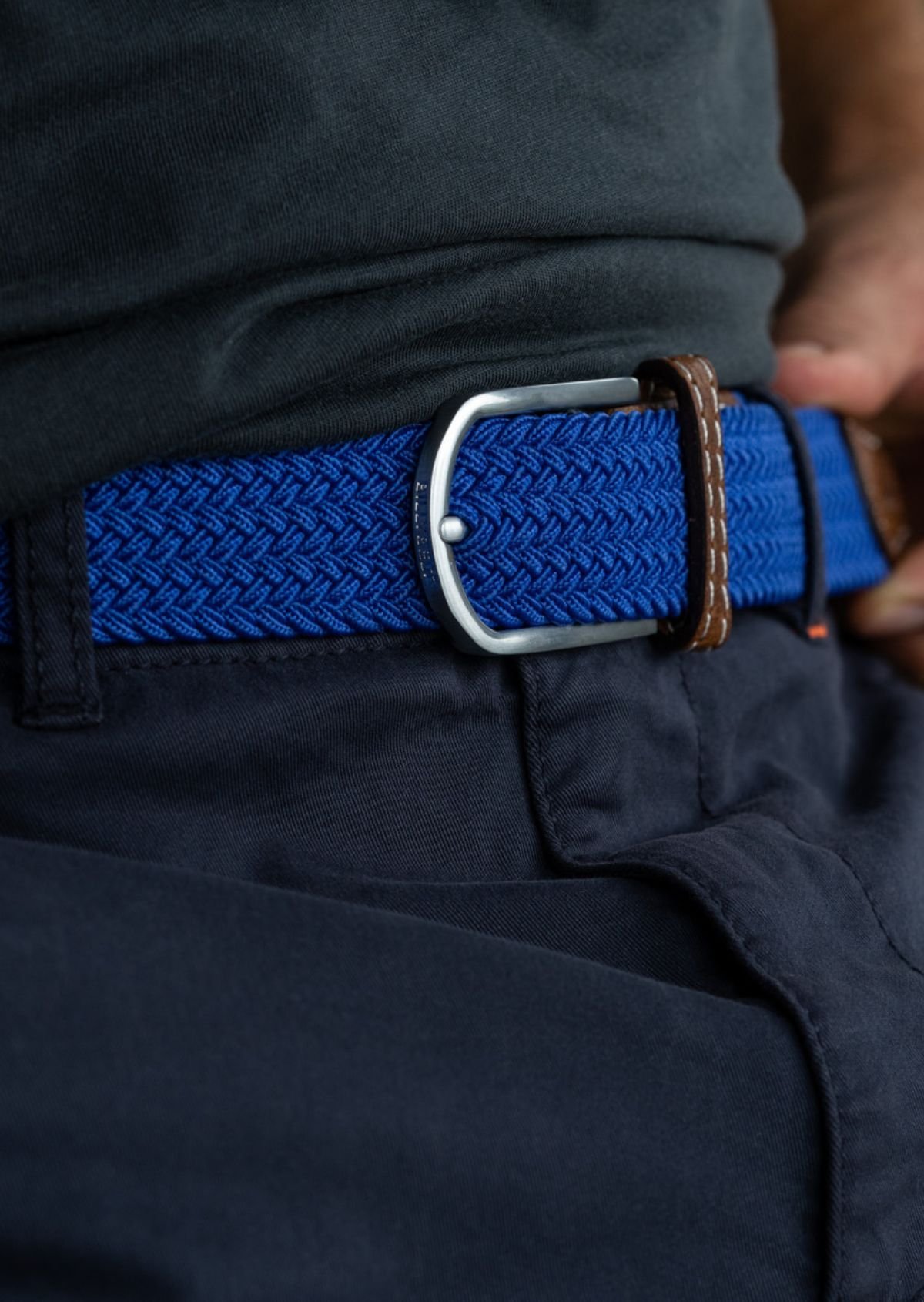 Solid Elastic Braided Belt BILLYBELT Blue