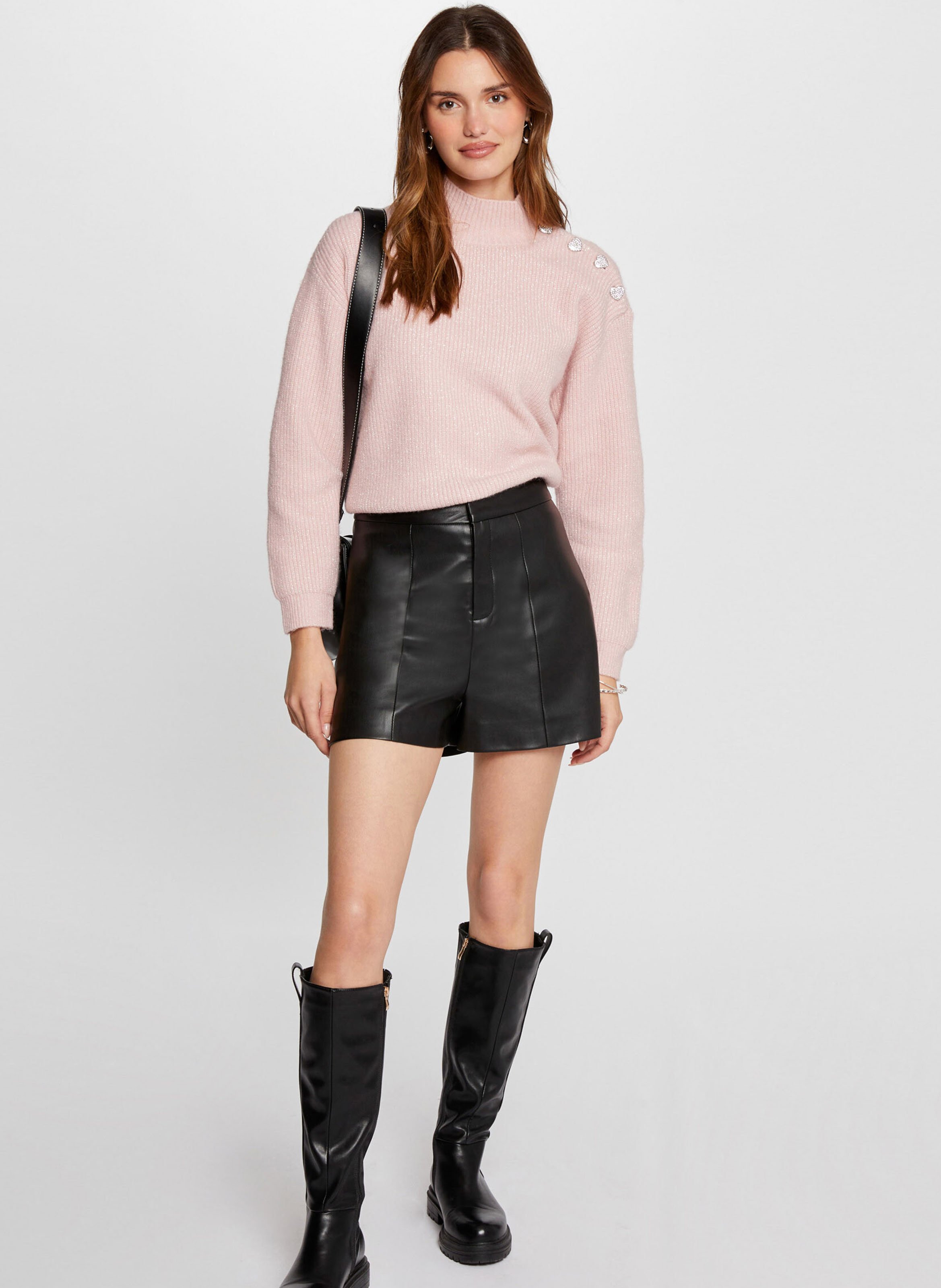 Straight-cut high-neck sweater MORGAN Pink