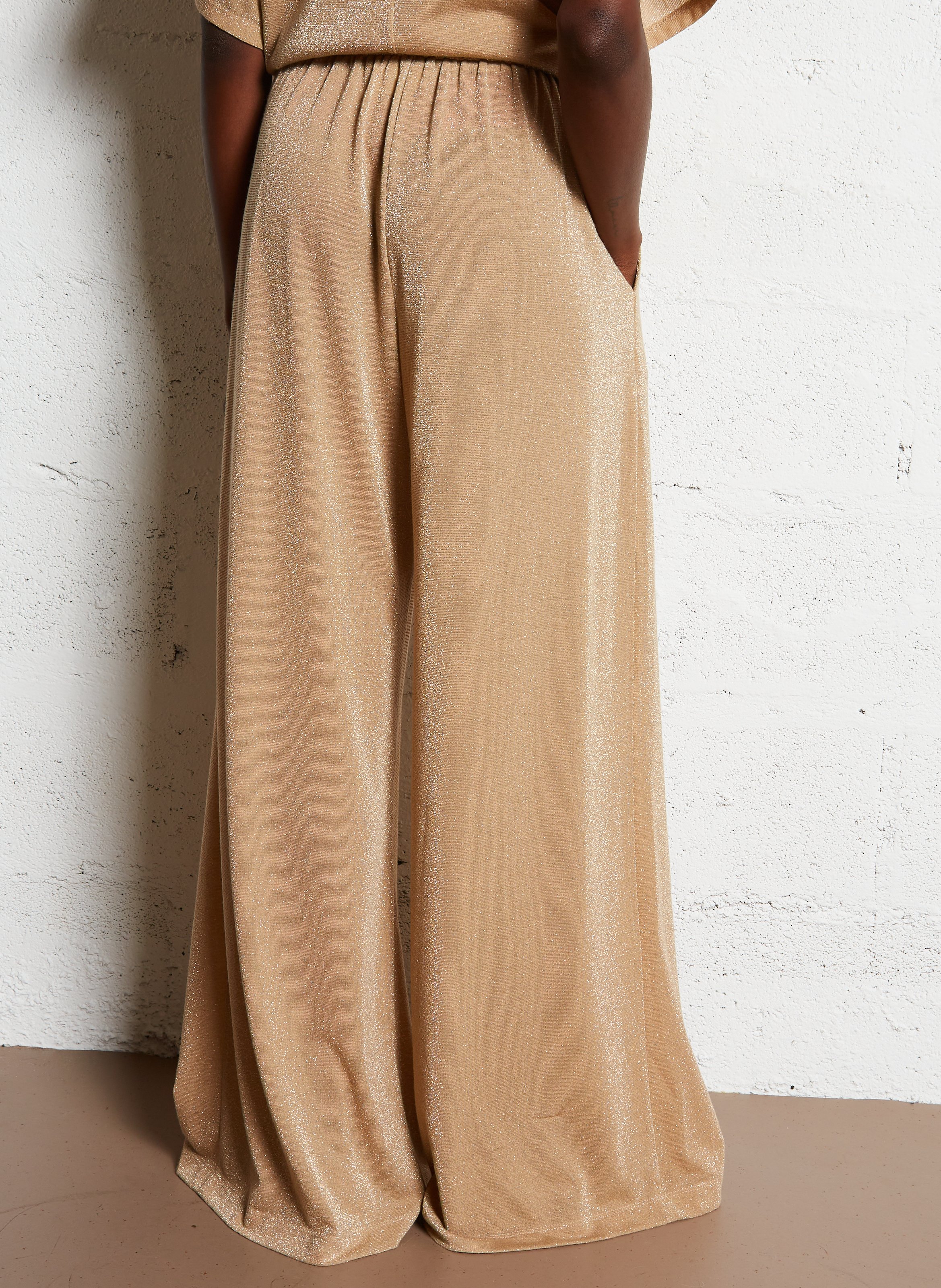 Azawood high-waisted wide-leg trousers MOMONI Beige