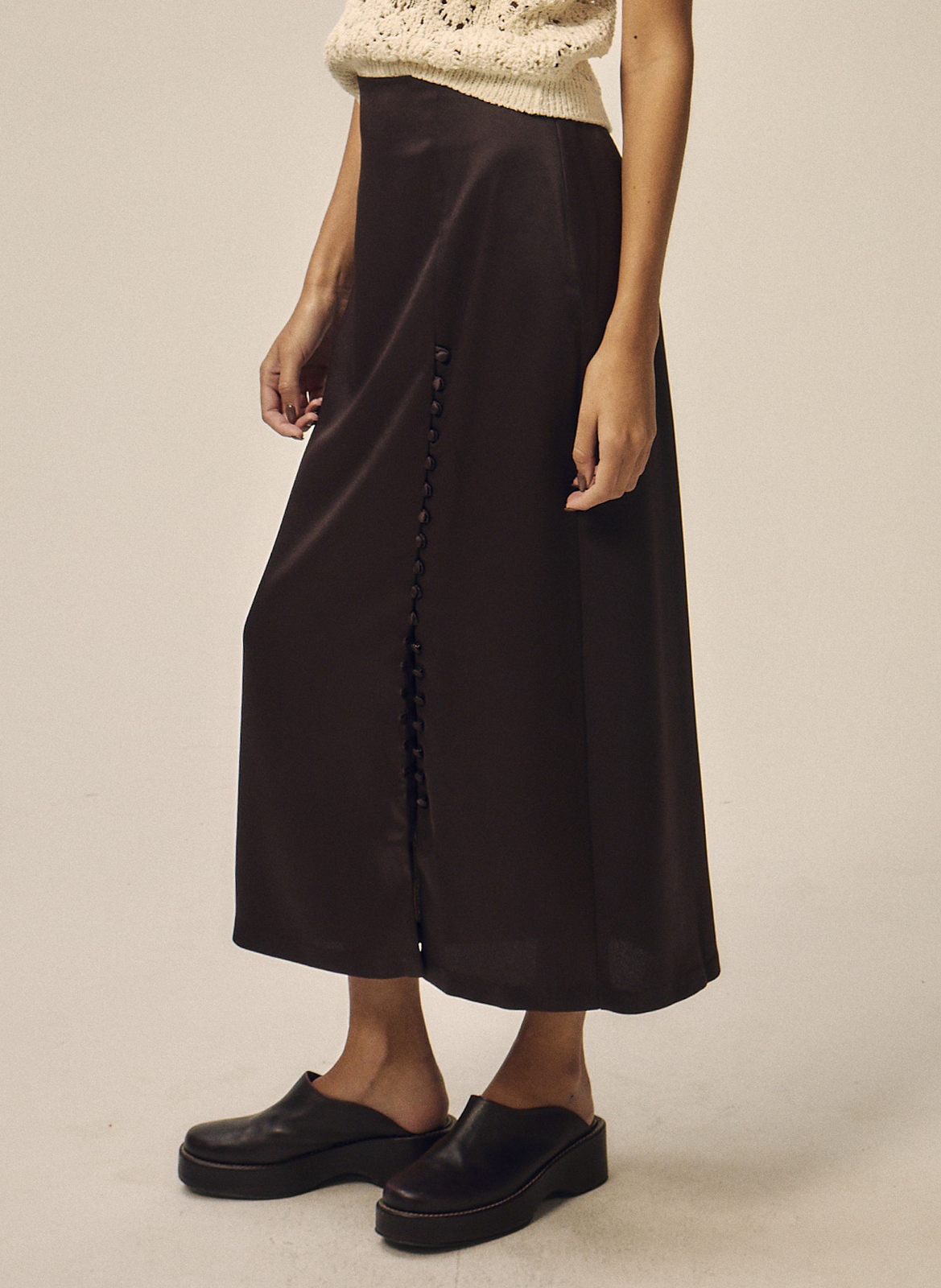 Jupe midi  NITAH Marron