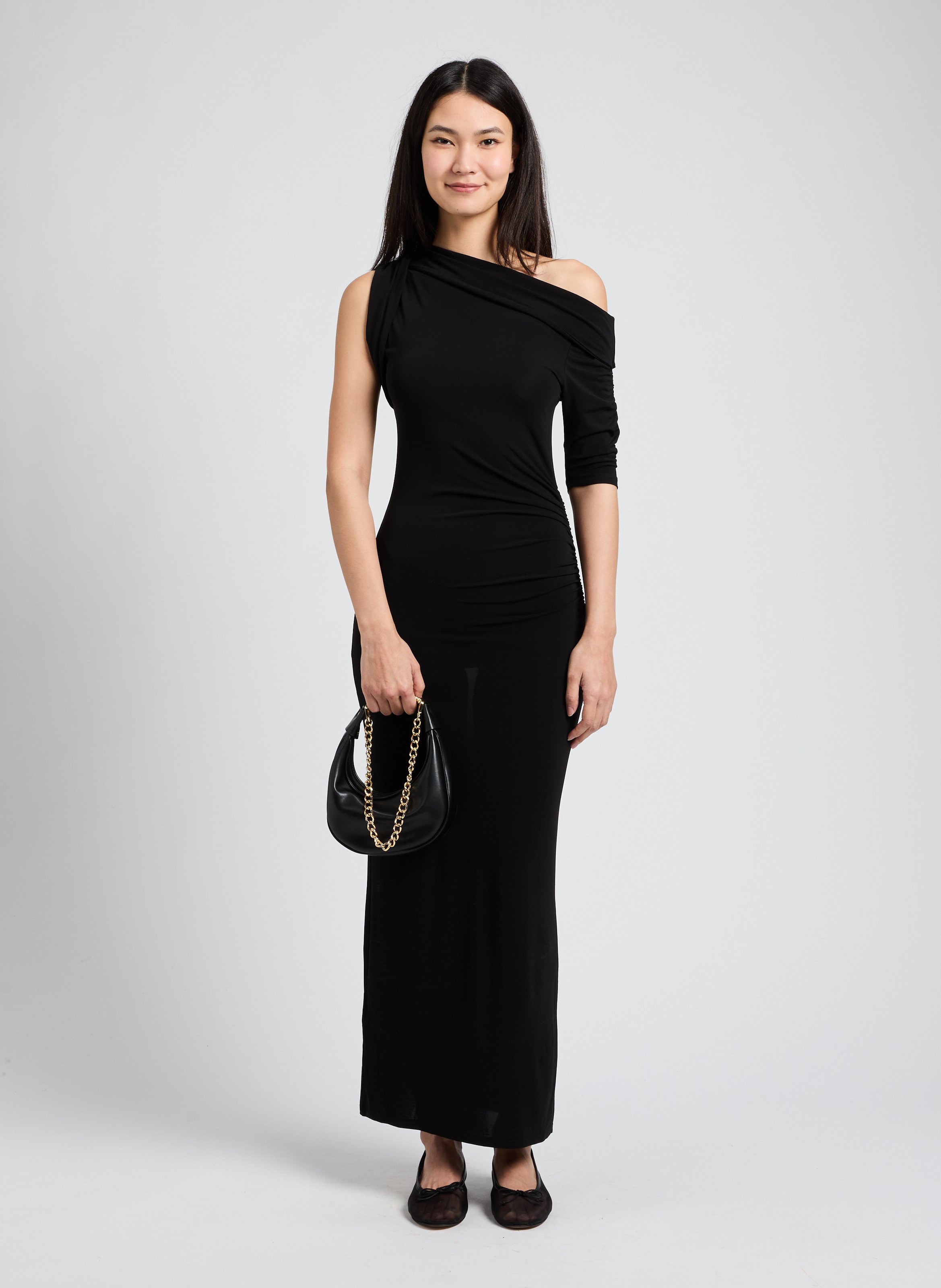 Einfarbige Handtasche aus Leder SAISON 1865 Schwarz