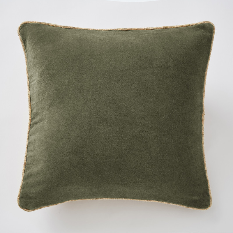 Coussin déco déhoussable 100% coton L'EFFET PAPILLON Vert