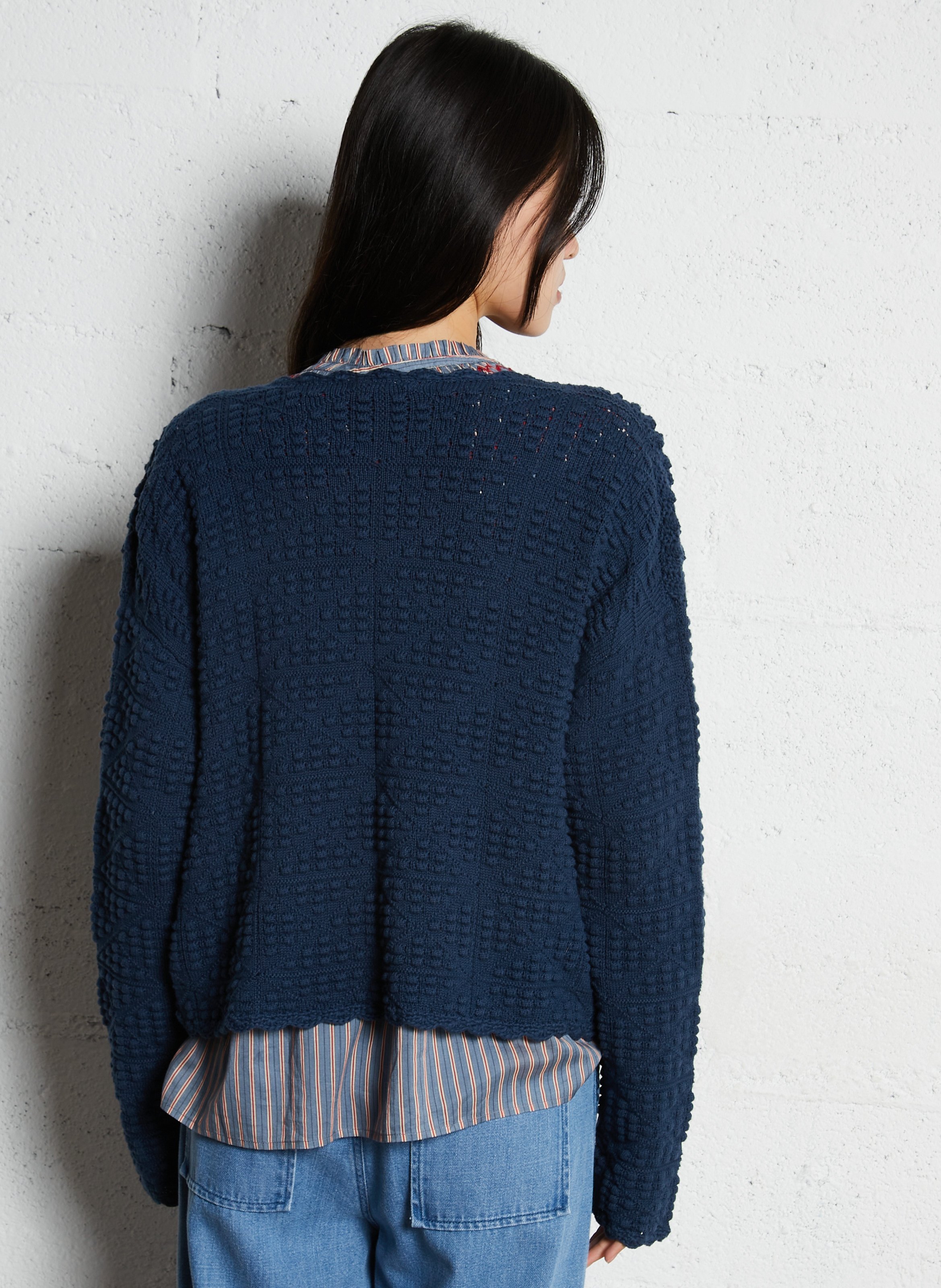 Massachusetts V-neck cotton cardigan LOUISE MISHA Blue