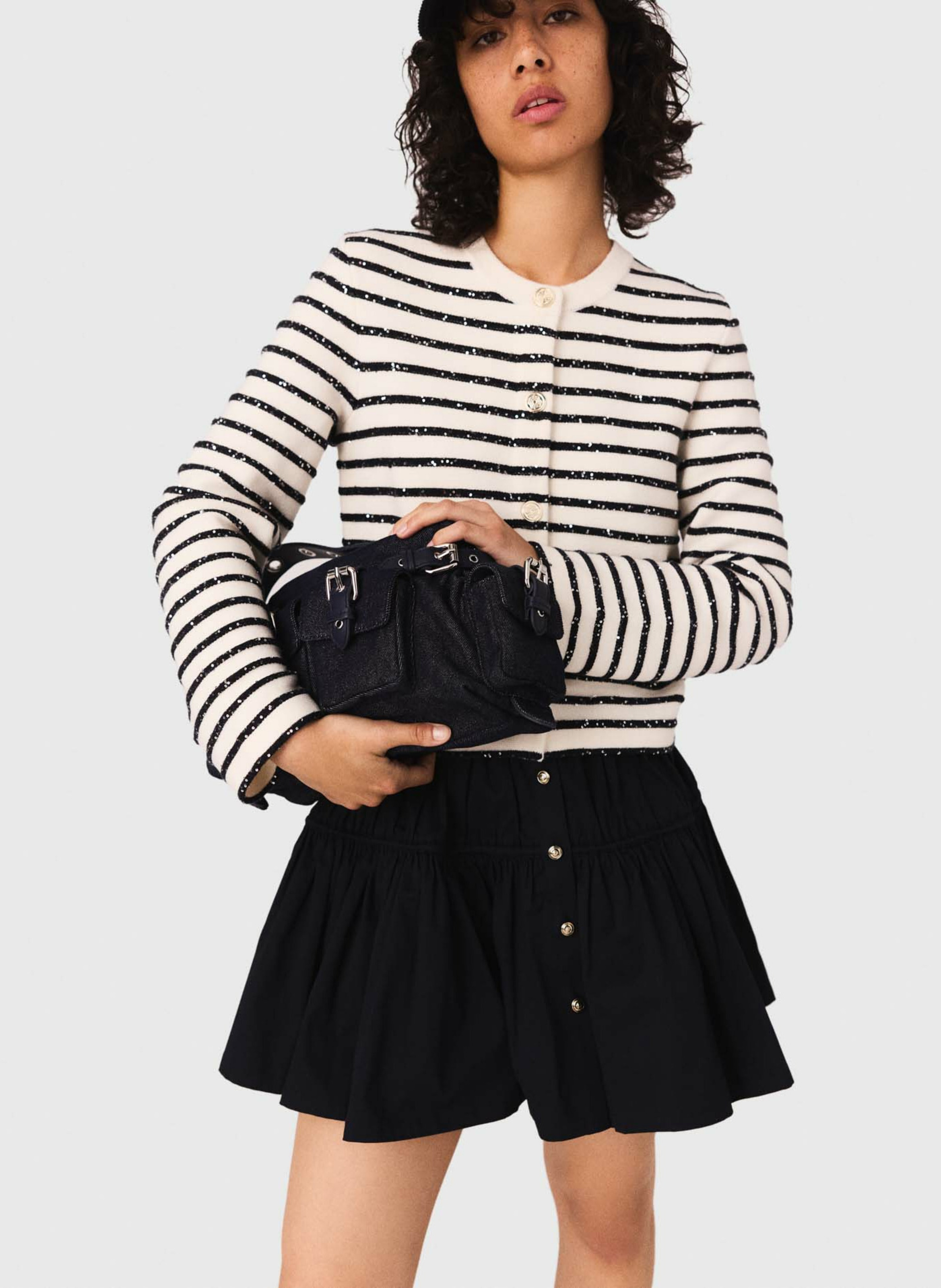 Round neck striped vest MAJE White