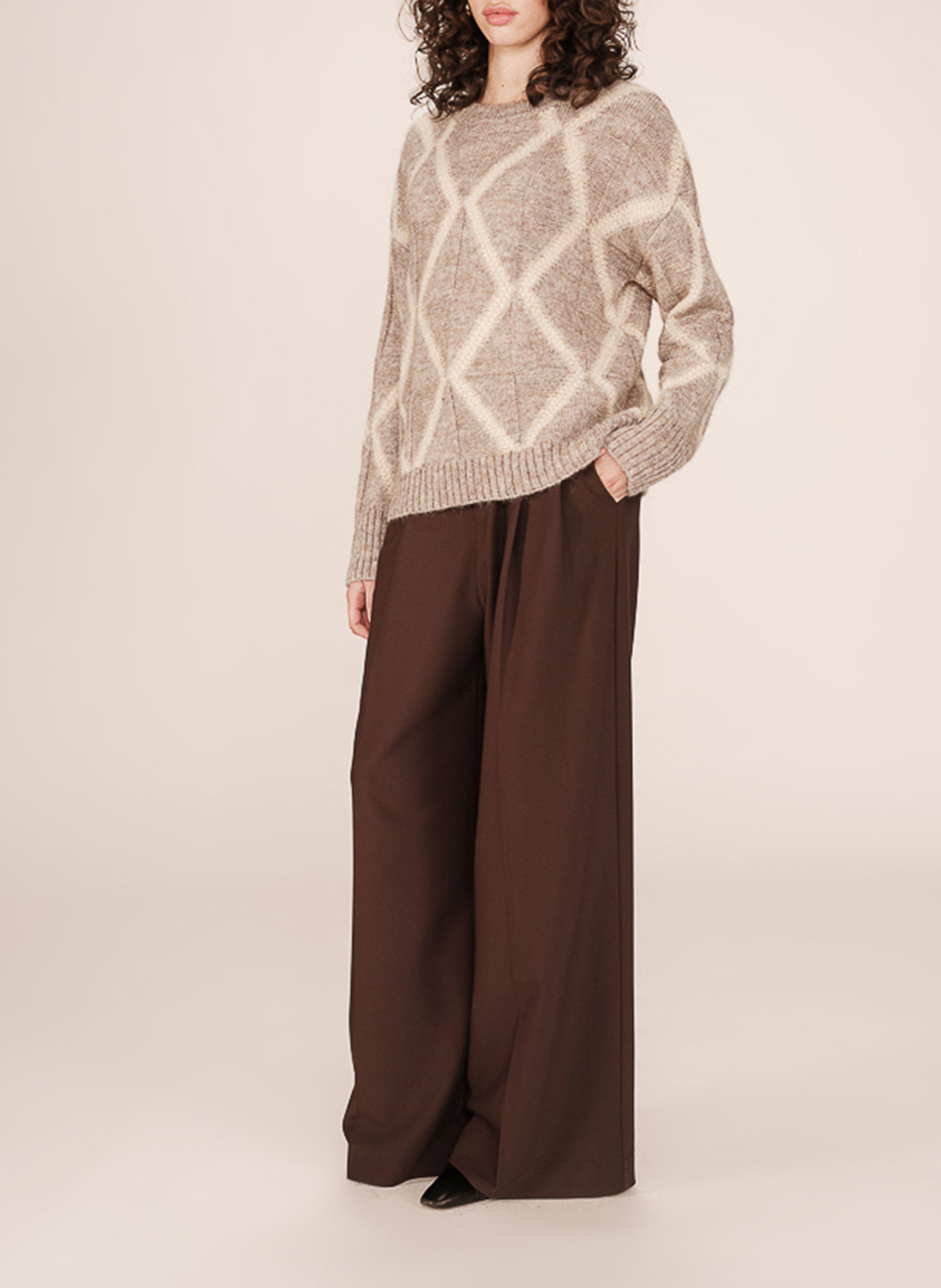 Oversized sweater with pattern GRACE ET MILA Beige