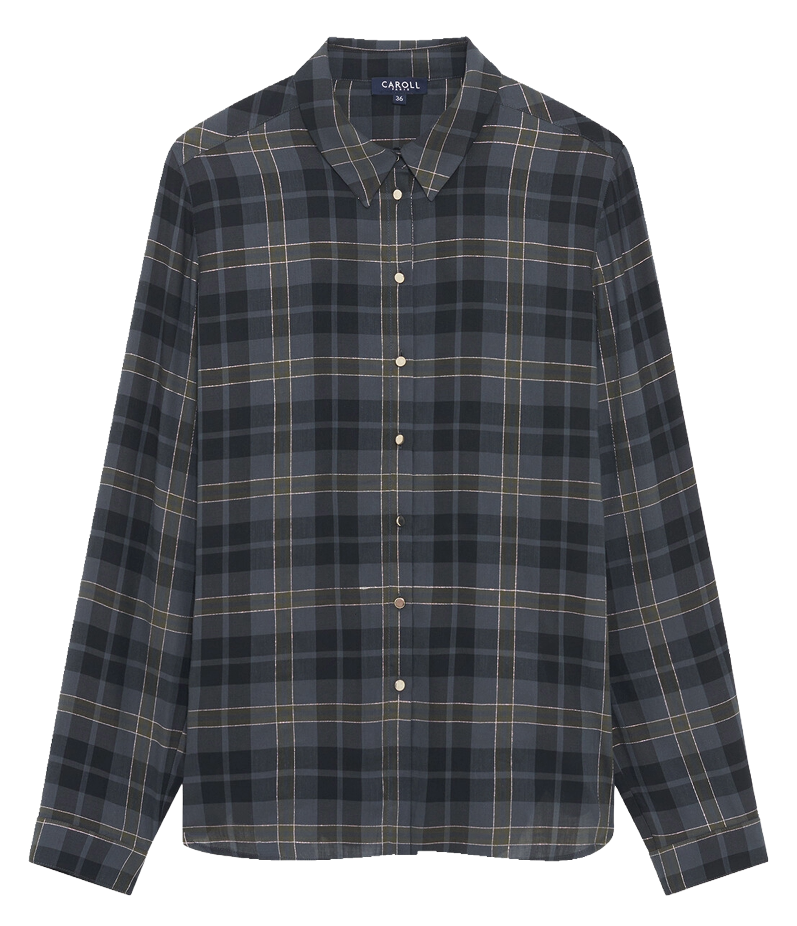 Straight shirt with classic collar in printed organic cotton blend CAROLL Black