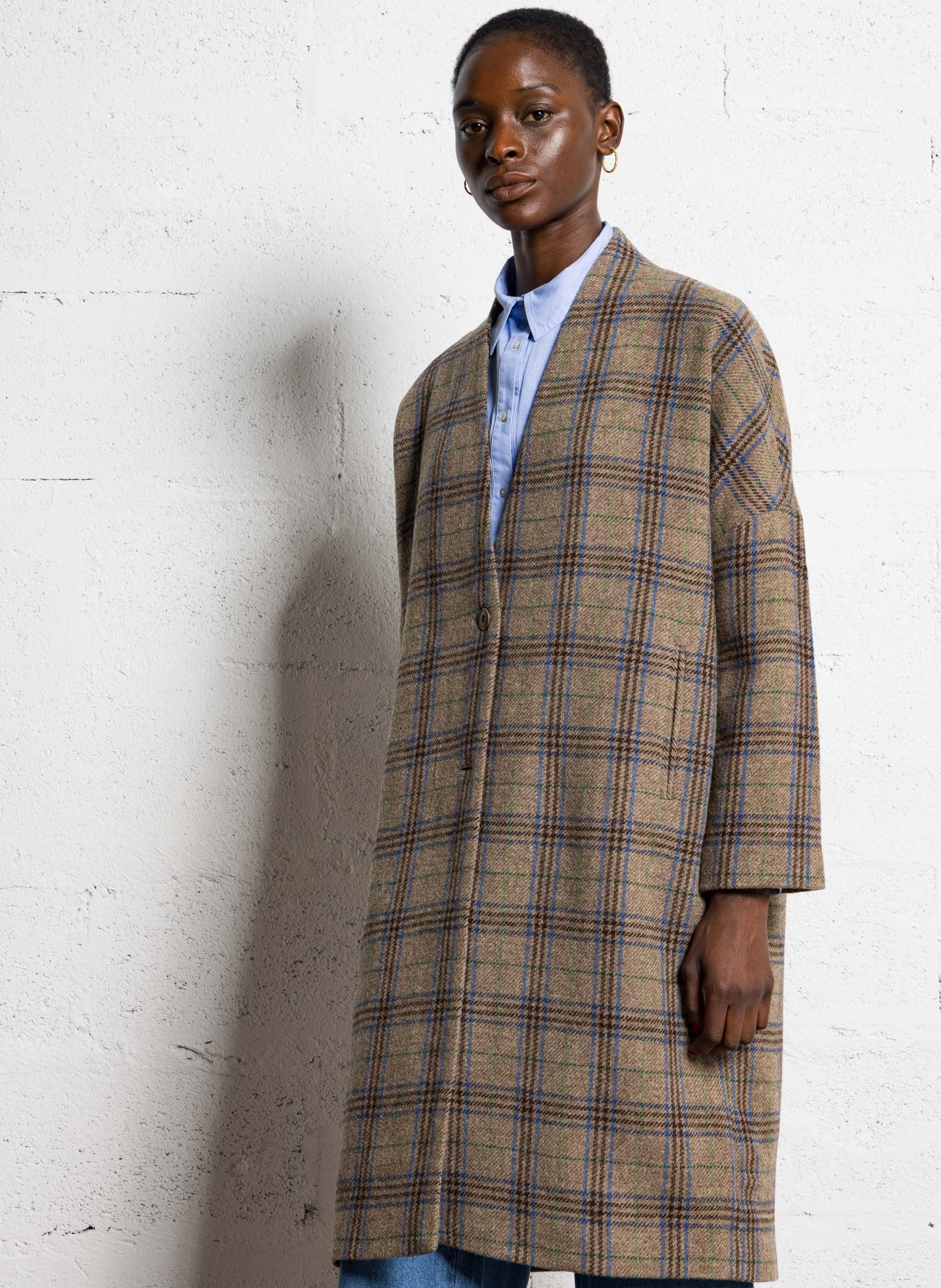 V-neck wool coat BELLA JONES Brown