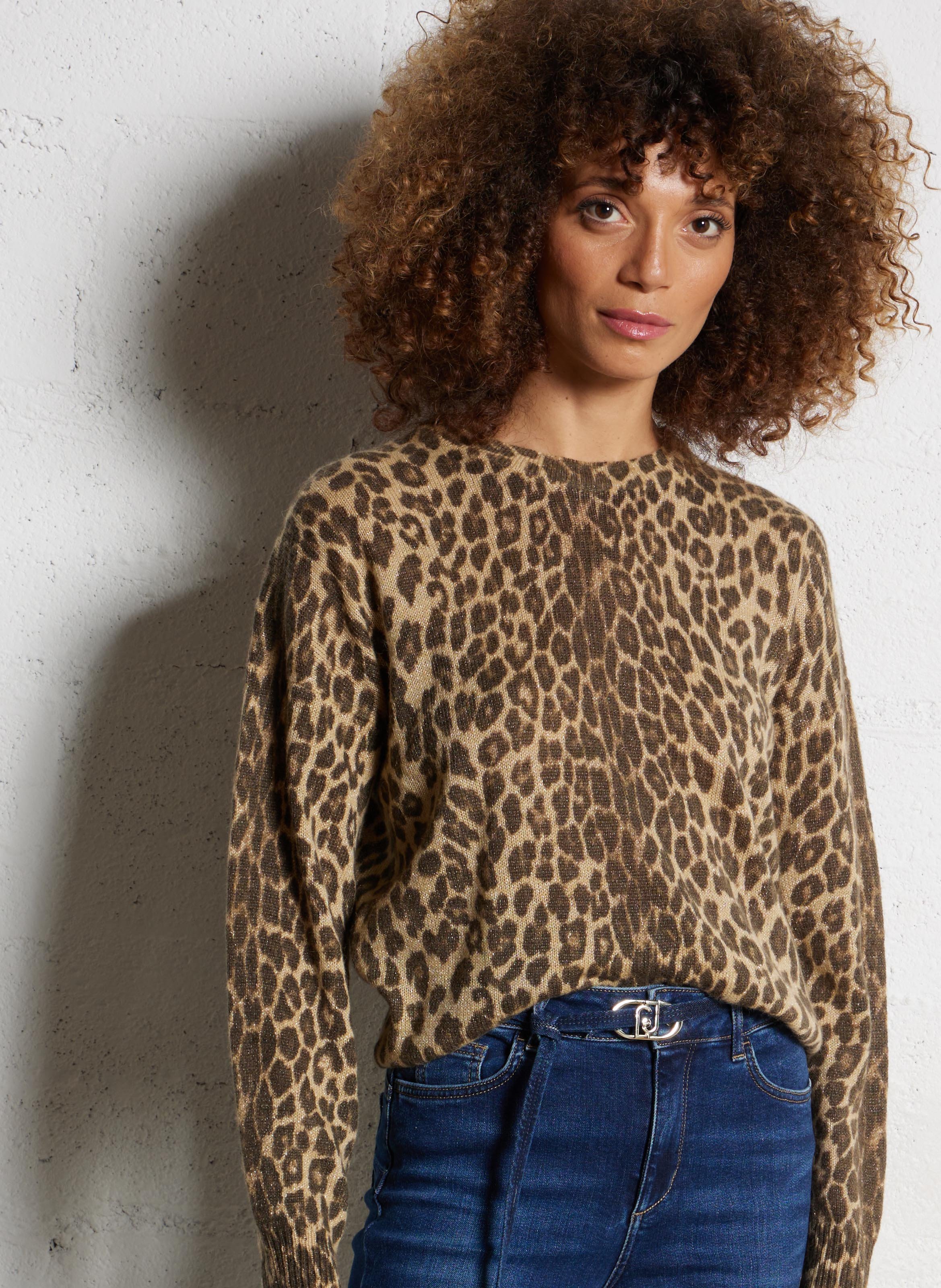 Gerade geschnittener Pullover aus Wollmix mit Rundhalsausschnitt LIU JO Mehrfarbig