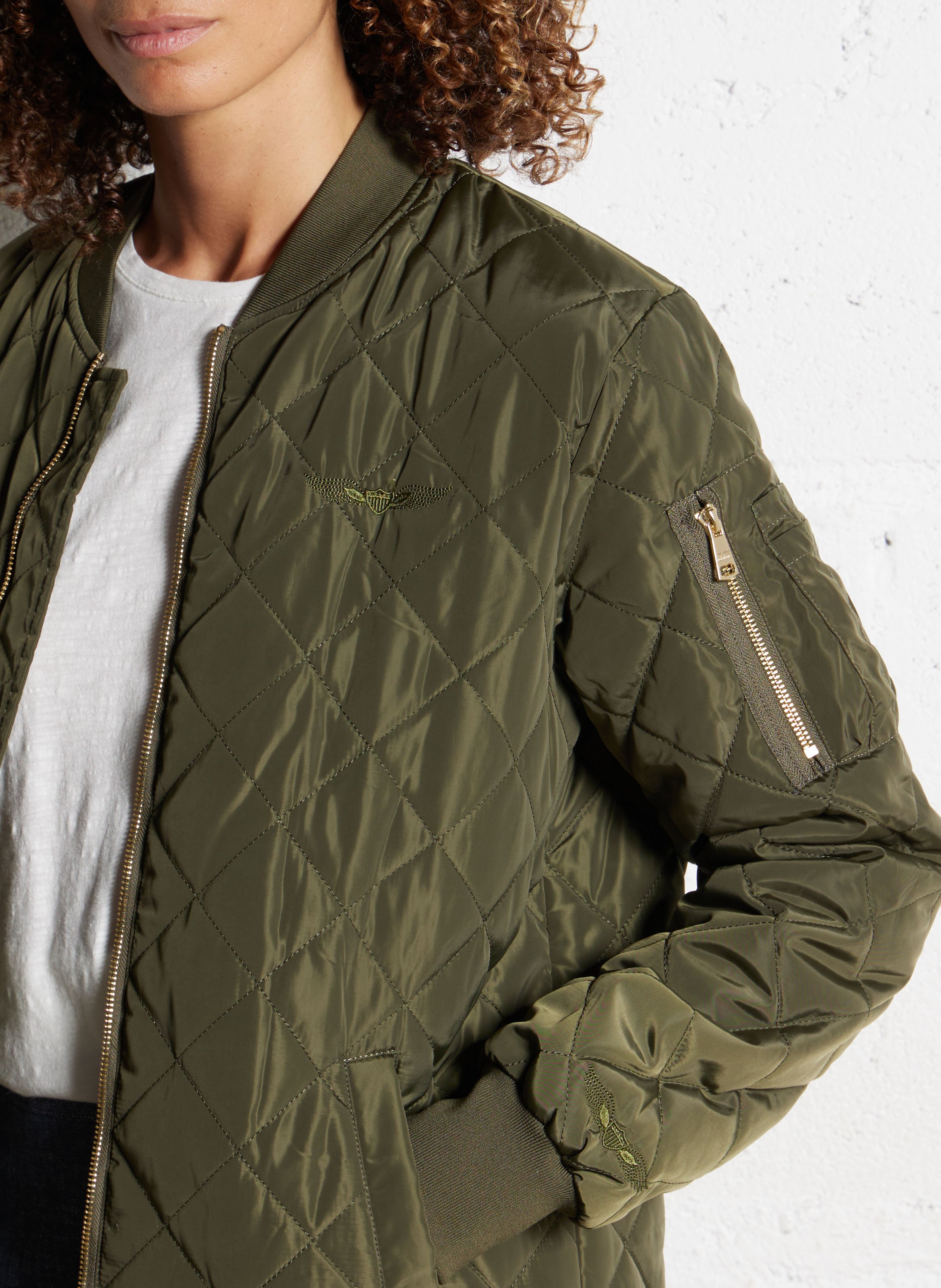Veste longue matelassée zippée unie BOMBERS ORIGINAL Kaki