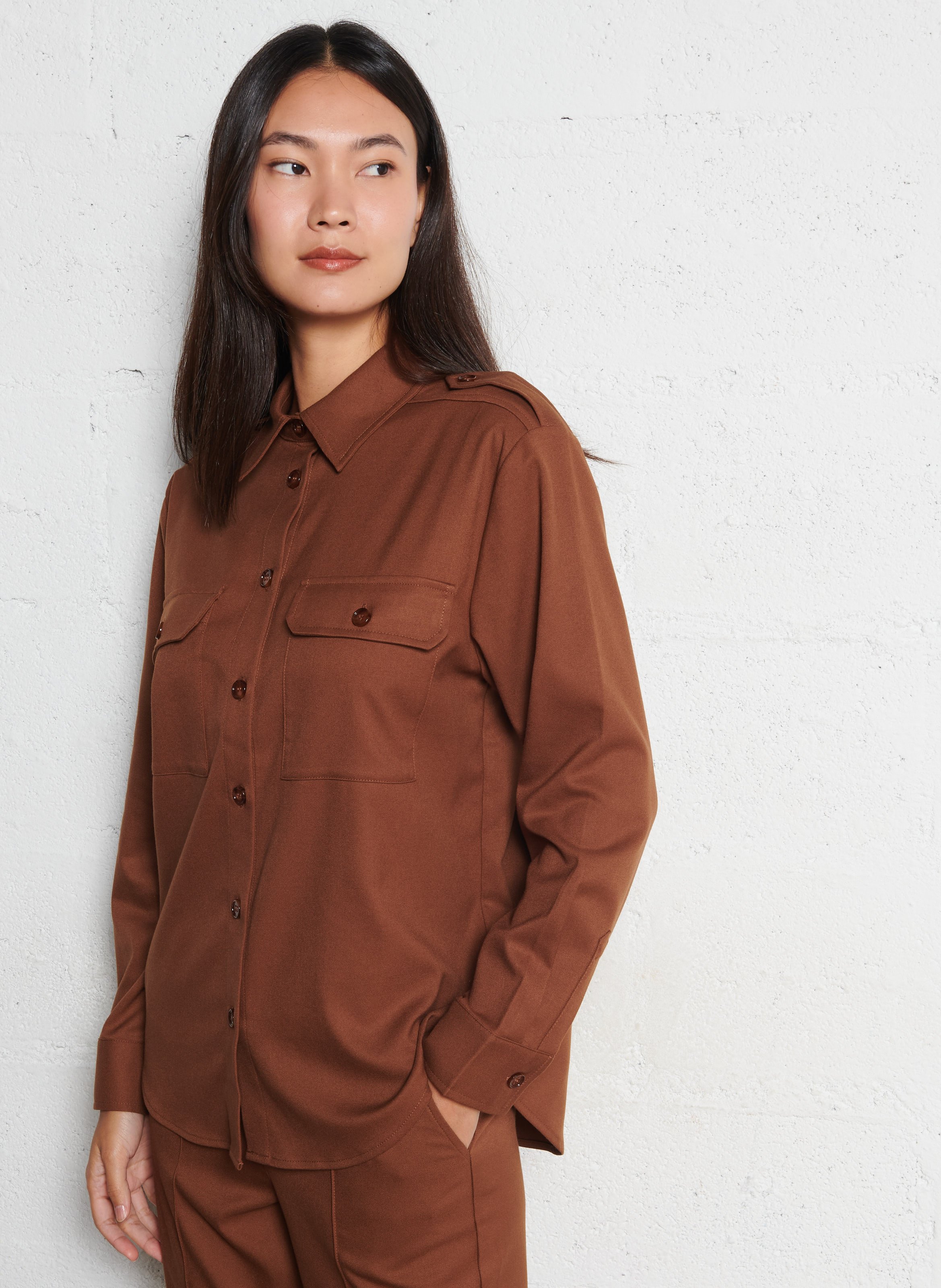 Oversized shirt with classic collar PETITE MENDIGOTE Brown