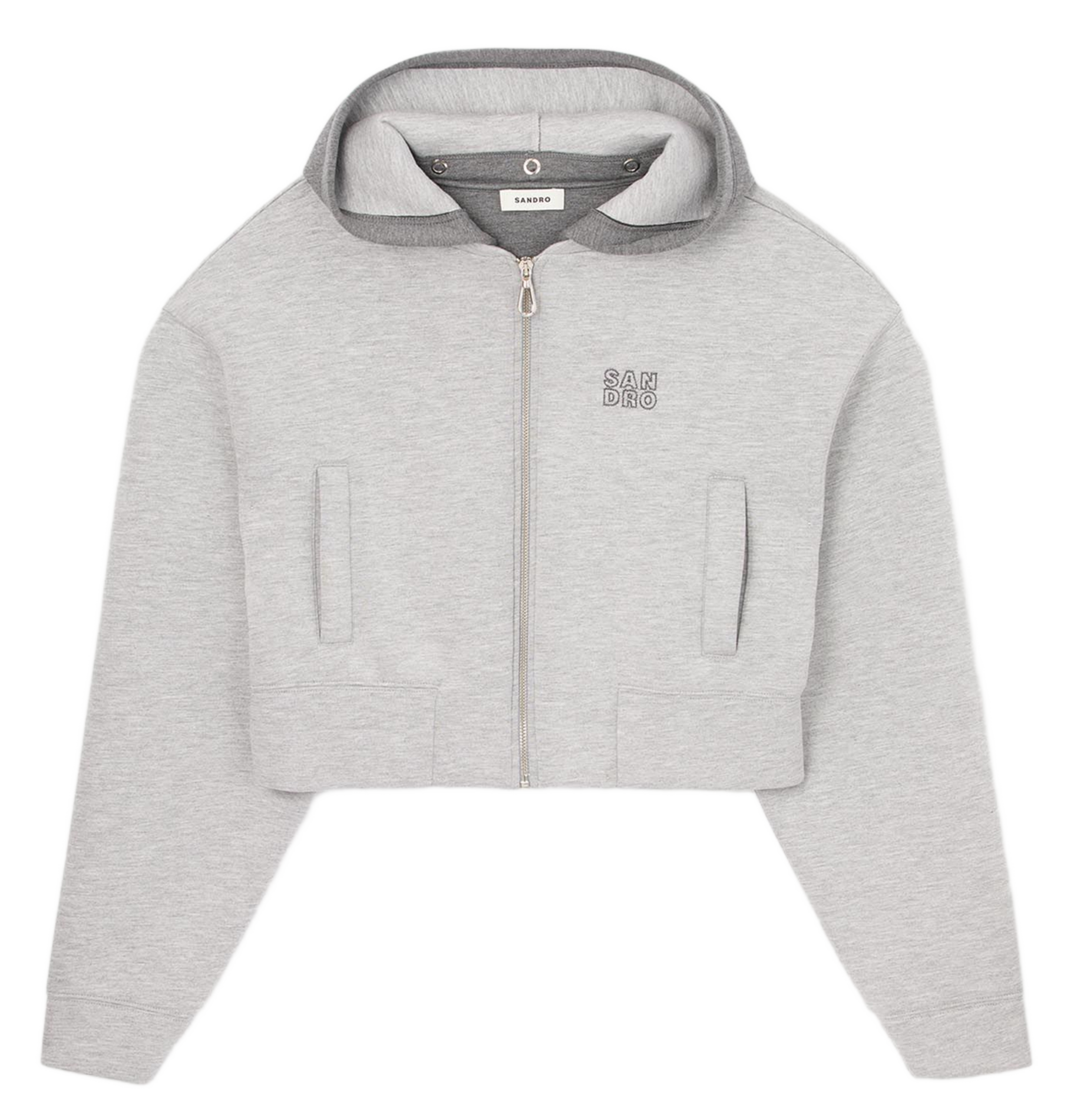 Sweat court zippé à capuche SANDRO Gris