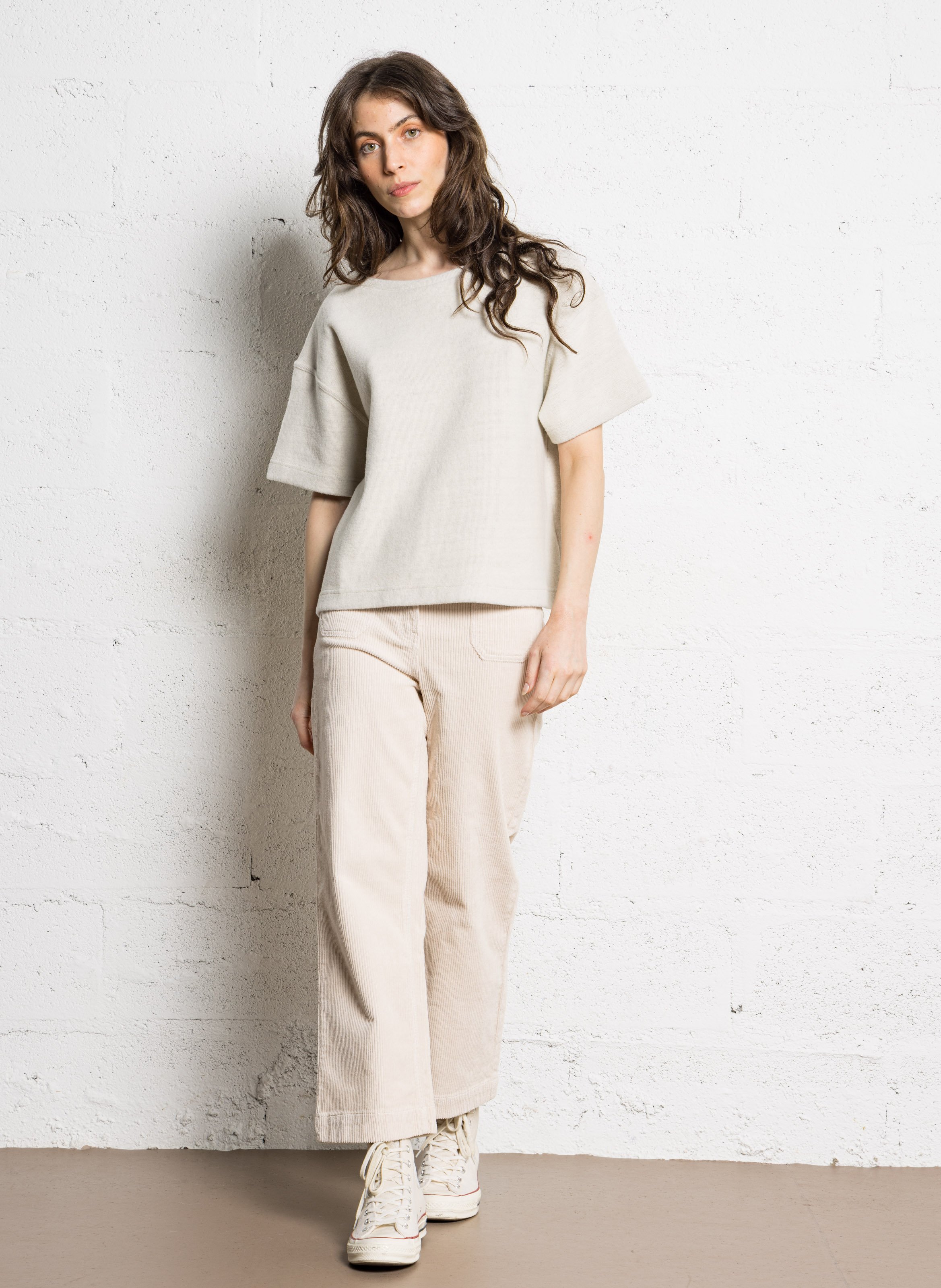 T-shirt van wolmix met ronde hals BENSIMON Wit