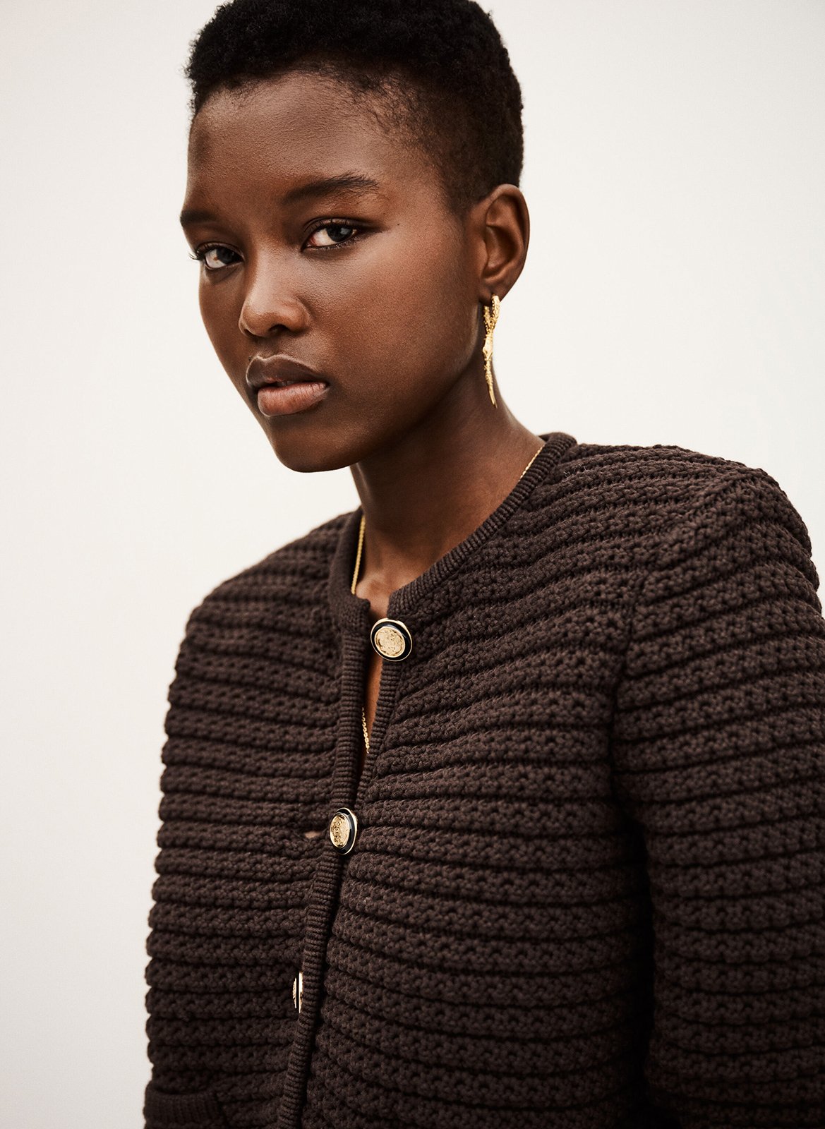 Gilet manches longues en coton mélangé BA&SH Marron