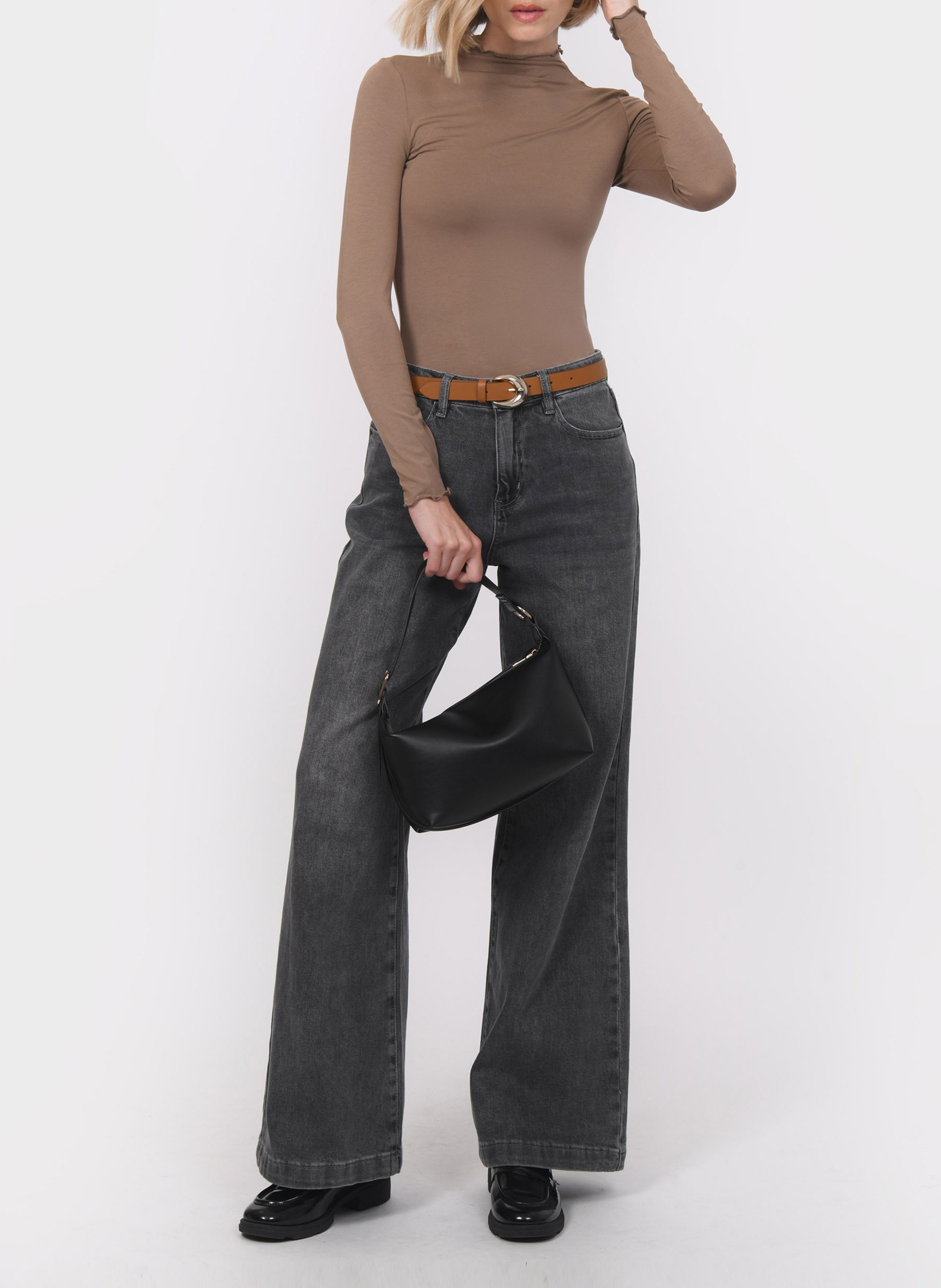 Tee-shirt ajusté effet drapé uni KOOKAI Beige