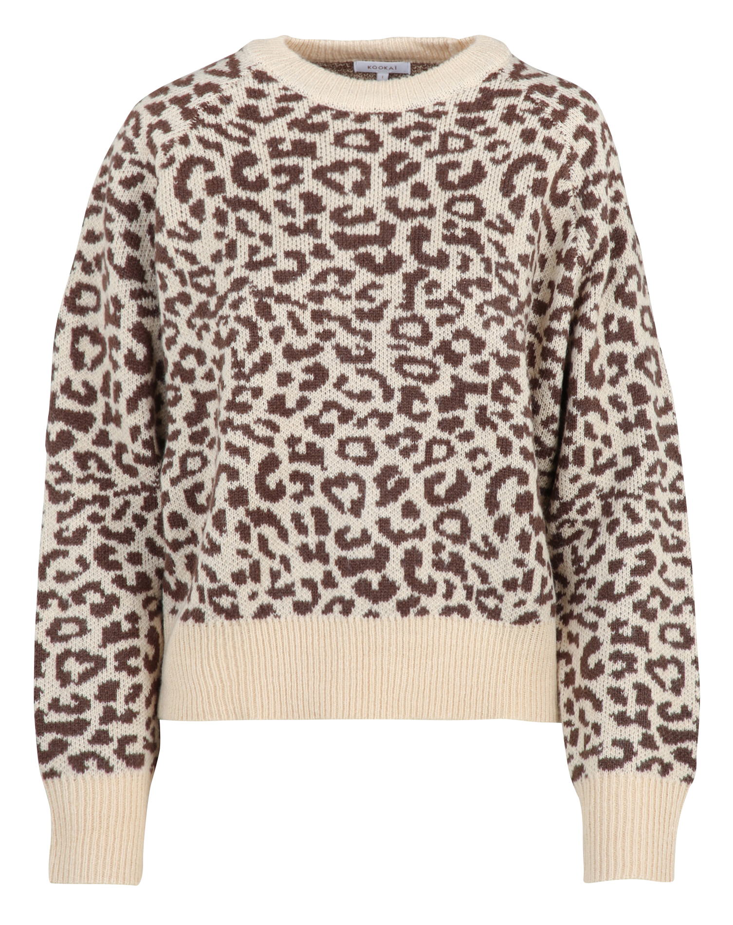 Pull oversize col rond imprimé KOOKAI Beige