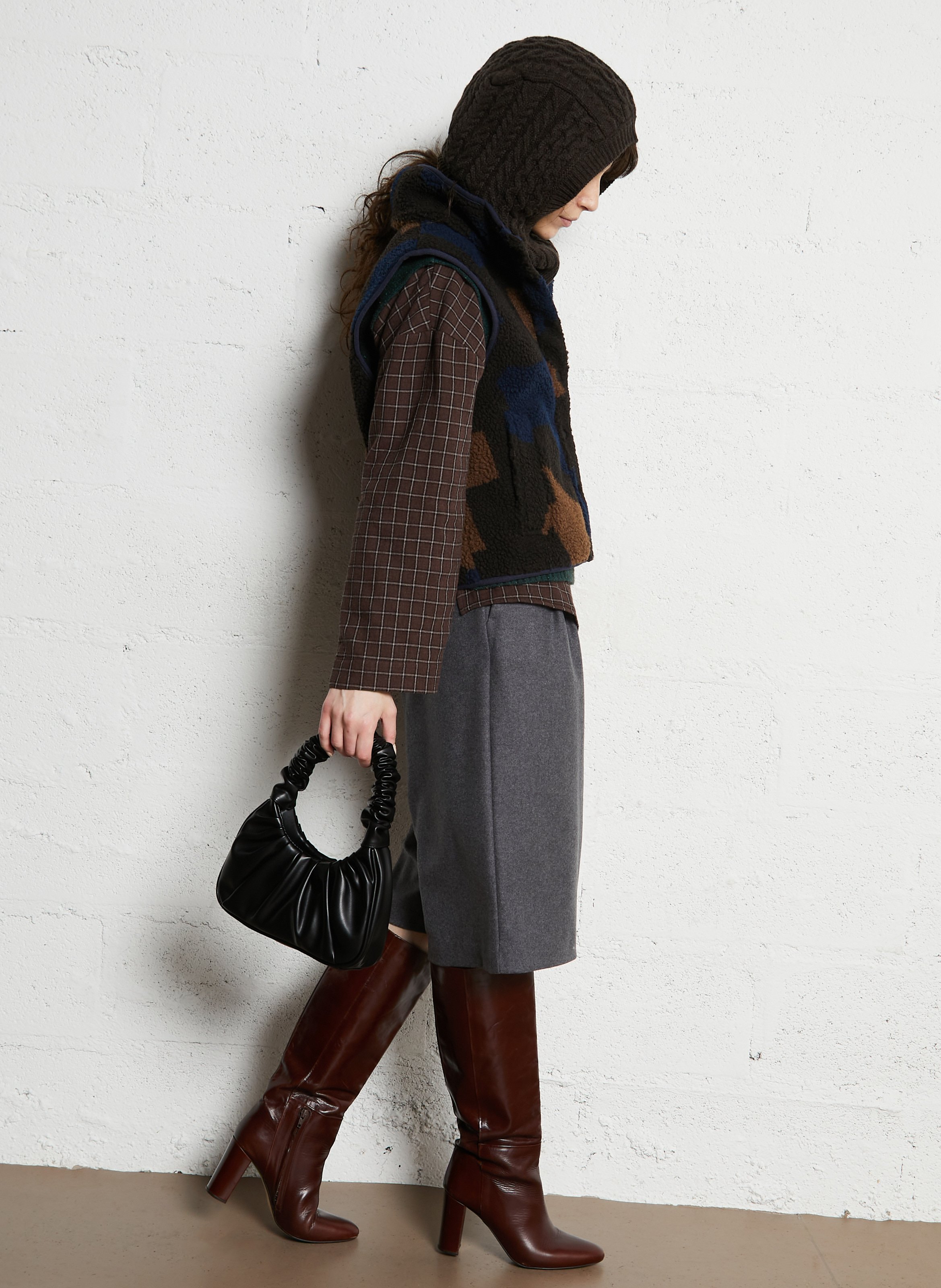 Pleated shoulder bag AU PRINTEMPS PARIS Black