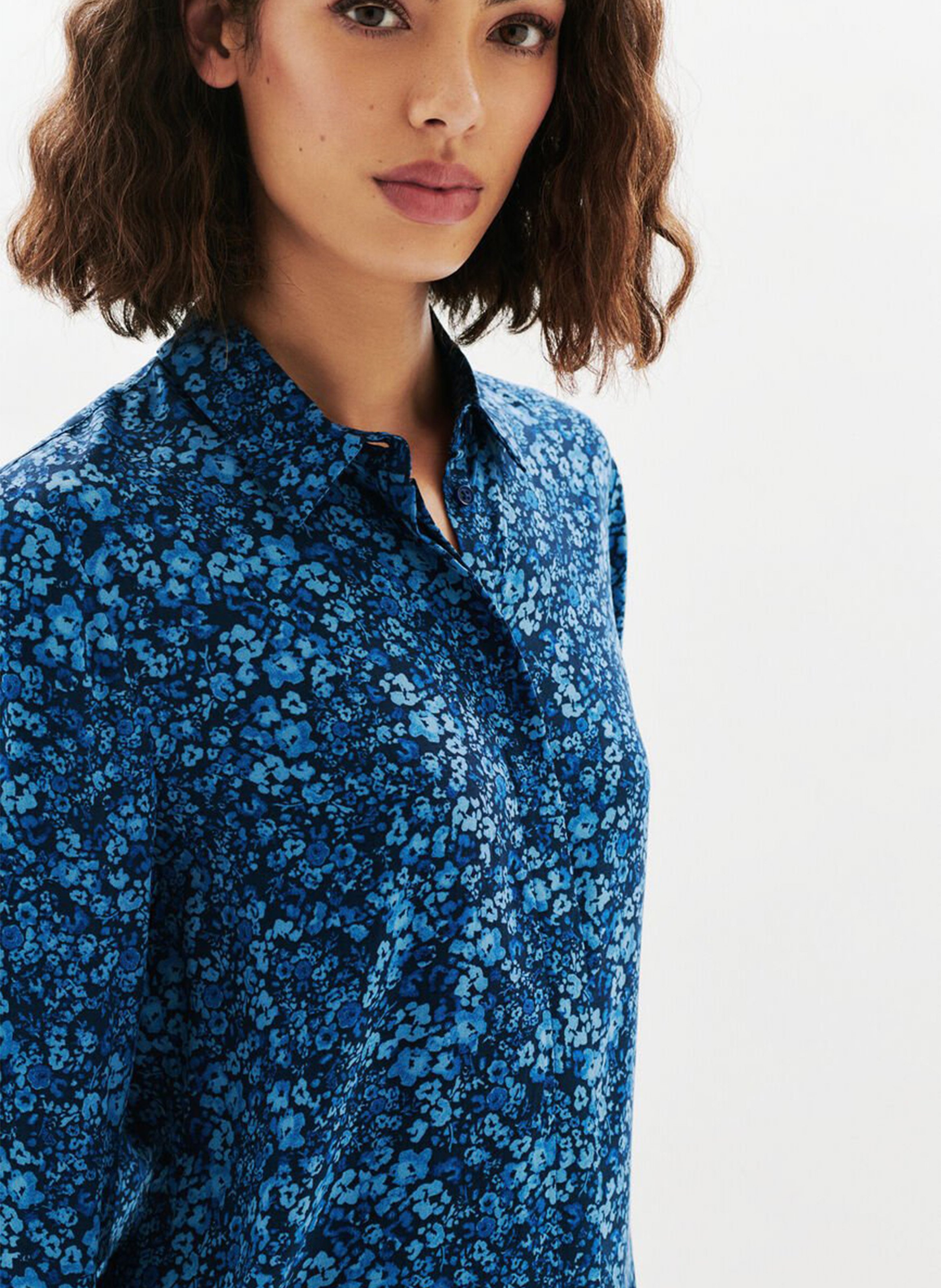 Straight printed shirt with classic collar CAROLL Blue