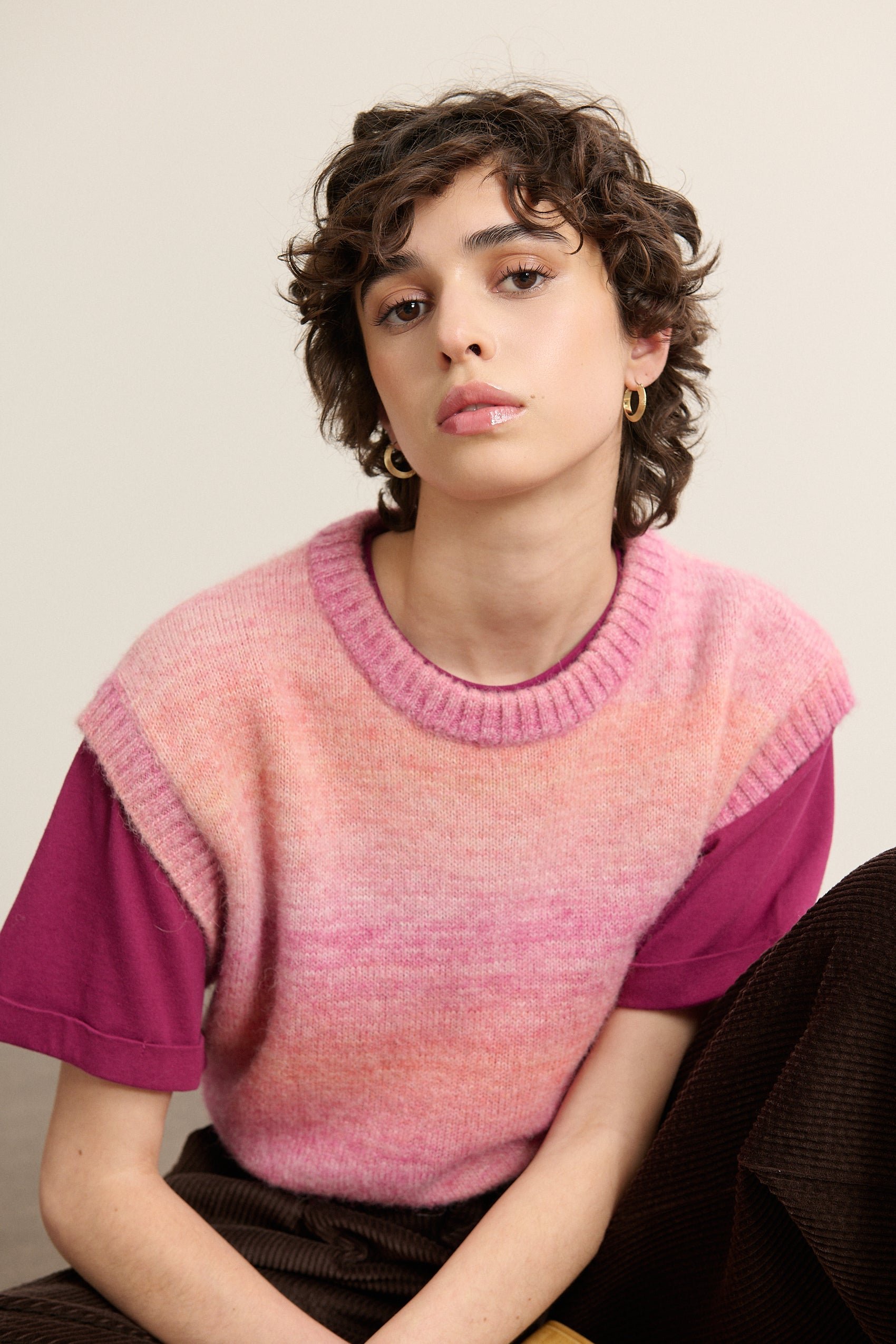 Sleeveless tie-dye sweater GARANCE PARIS Pink