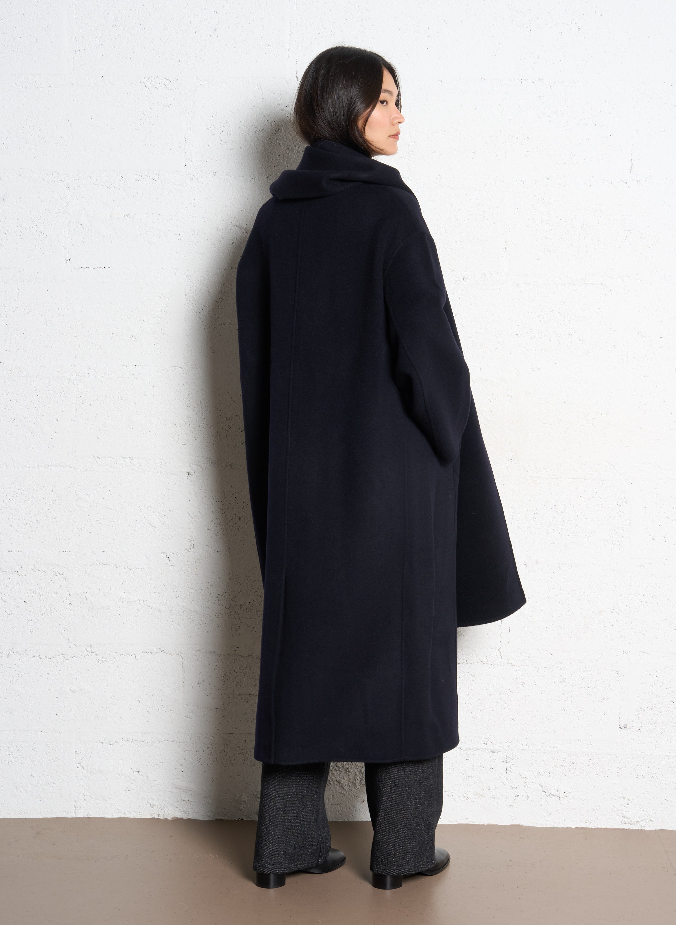 Manteau oversize en laine mélangée SOEUR Bleu