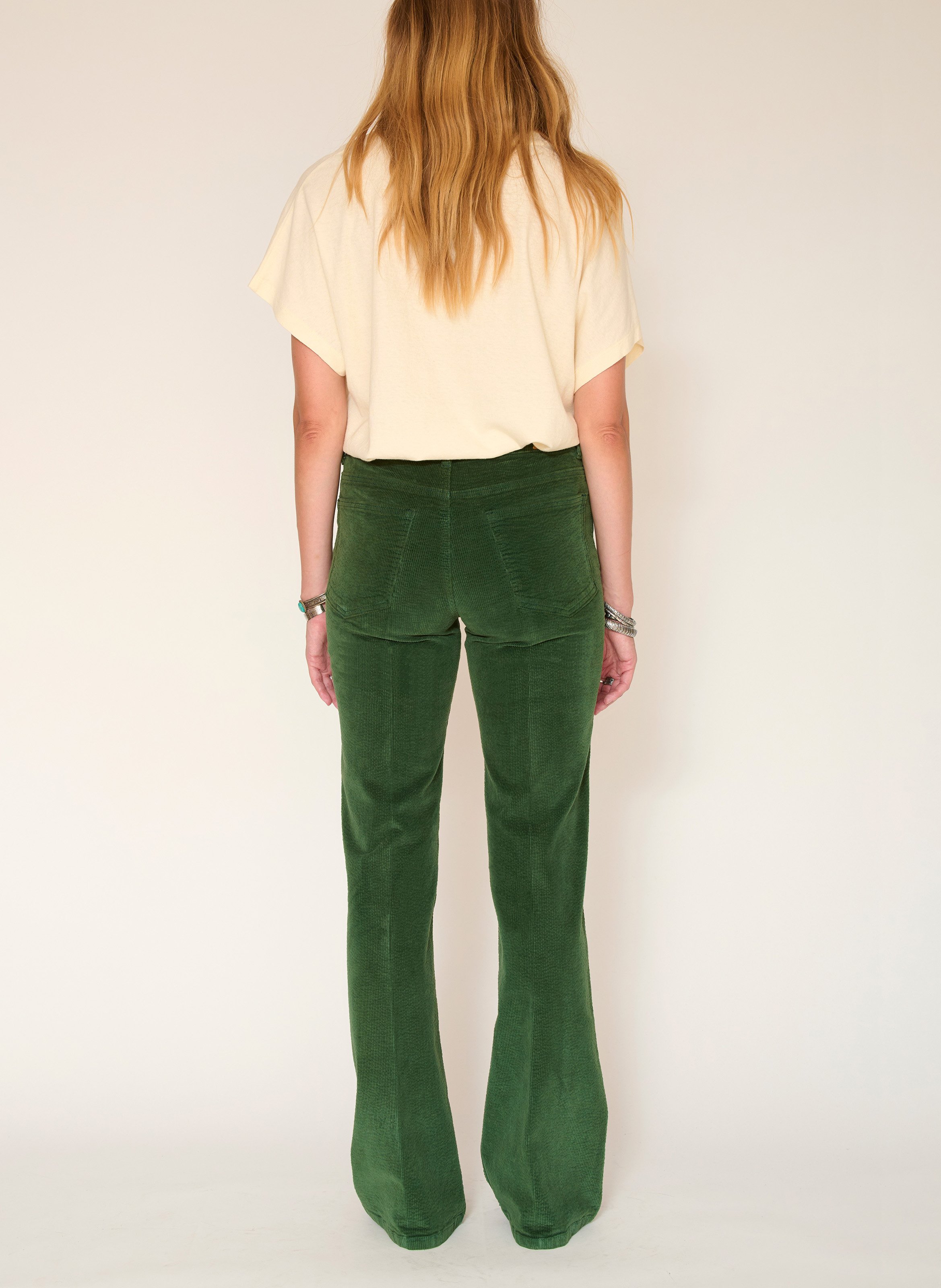 Pantalon boot-cut en coton mélangé MKT Vert