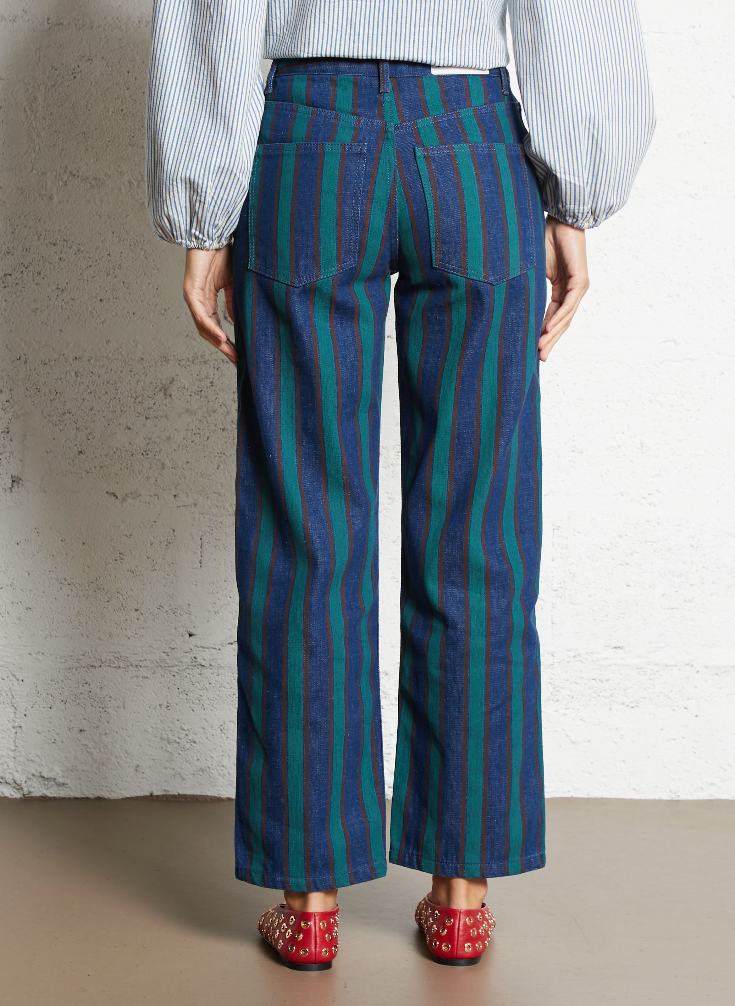 Jean droit en coton THE TINY BIG SISTER Beige