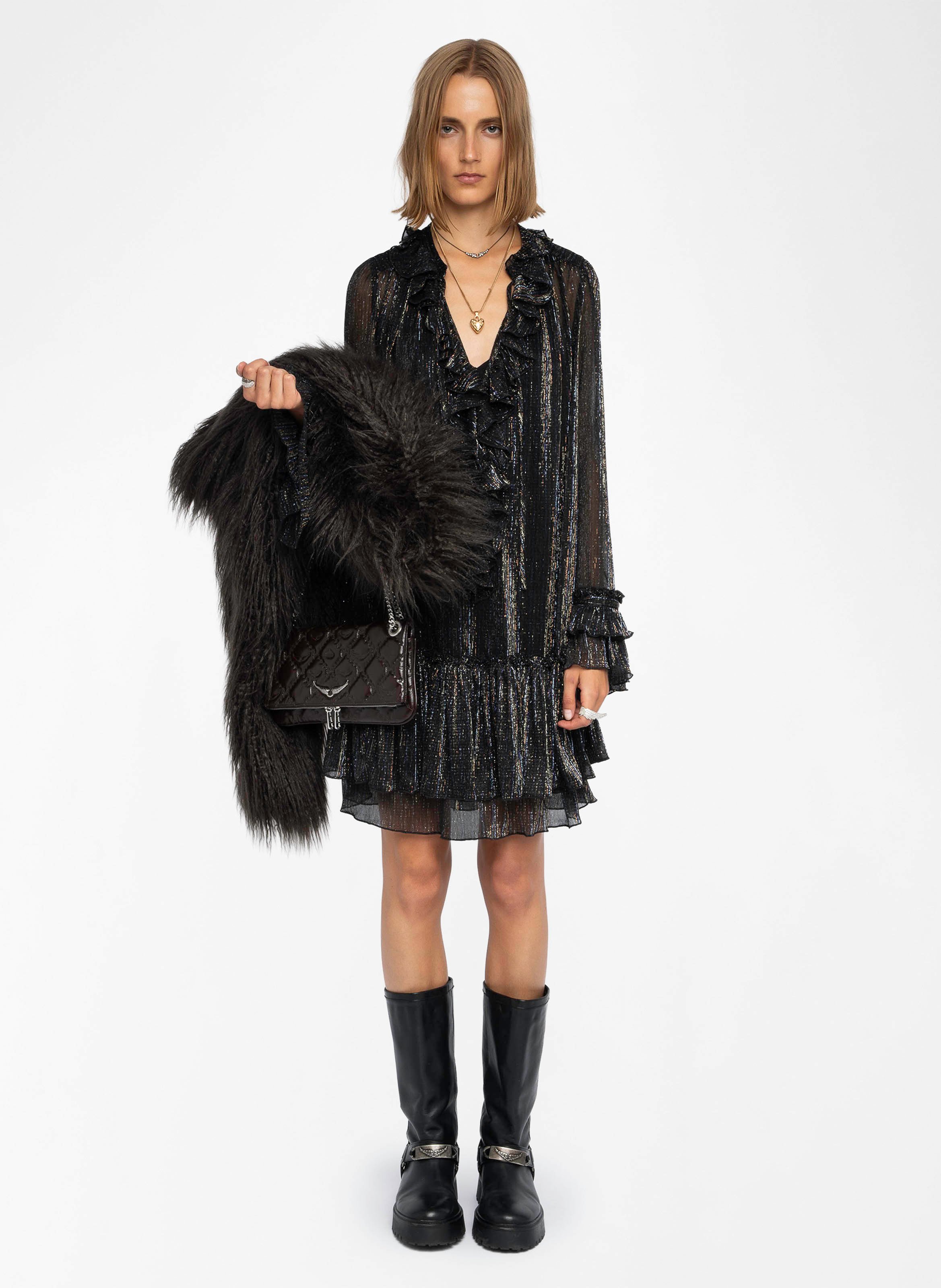 Robe courte droite col V ZADIG&VOLTAIRE Noir