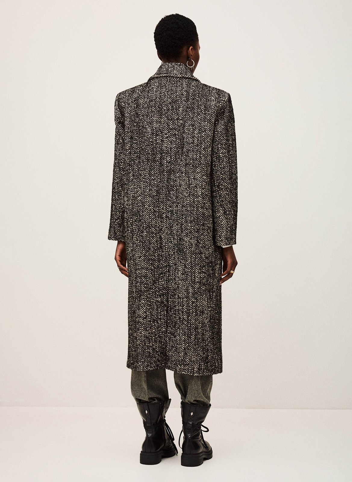 Manteau long en maille bicolore BA&SH Noir