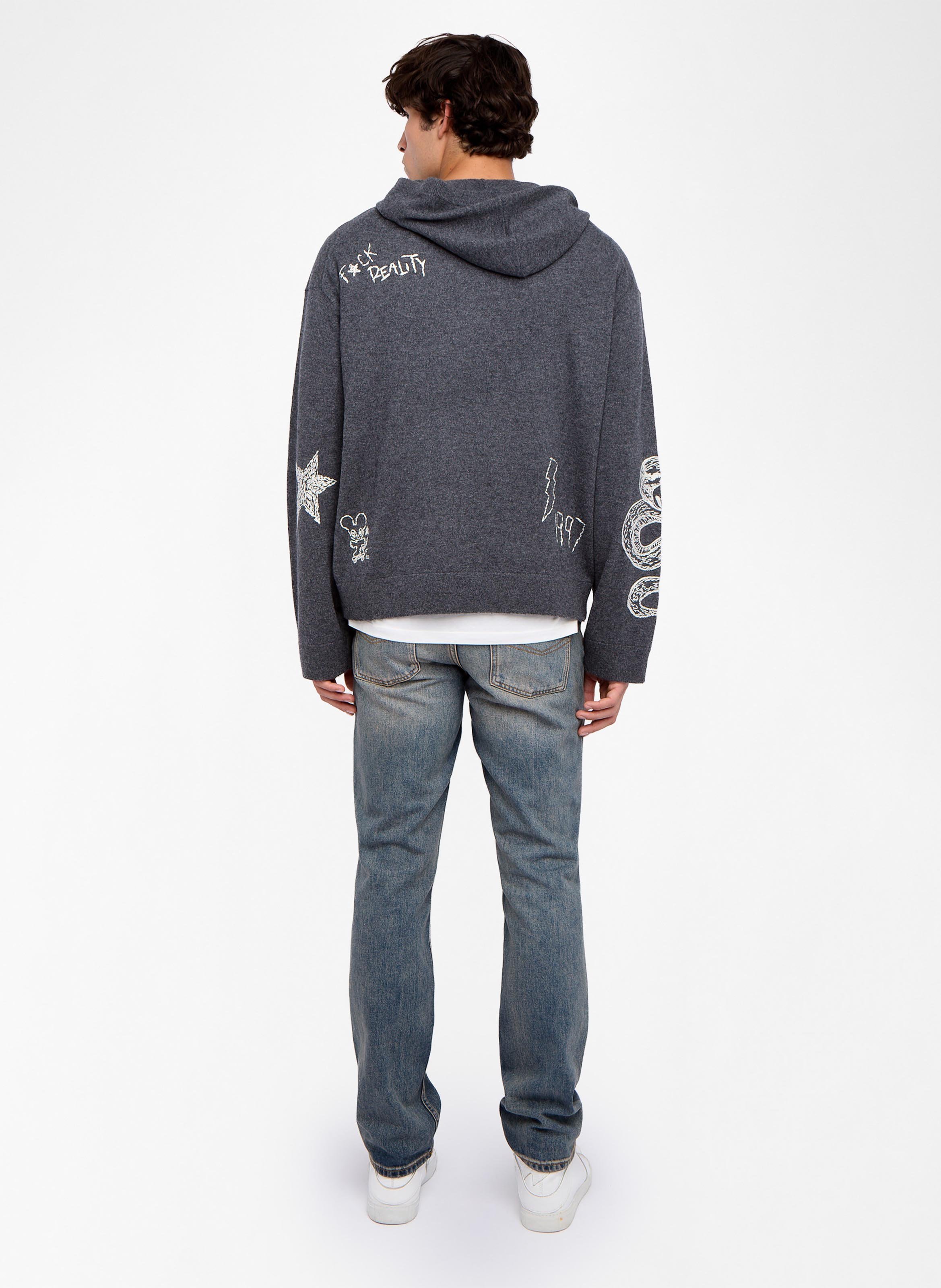 Caissa - Wollstrickpullover mit V-Ausschnitt und Details ZADIG&VOLTAIRE Grau