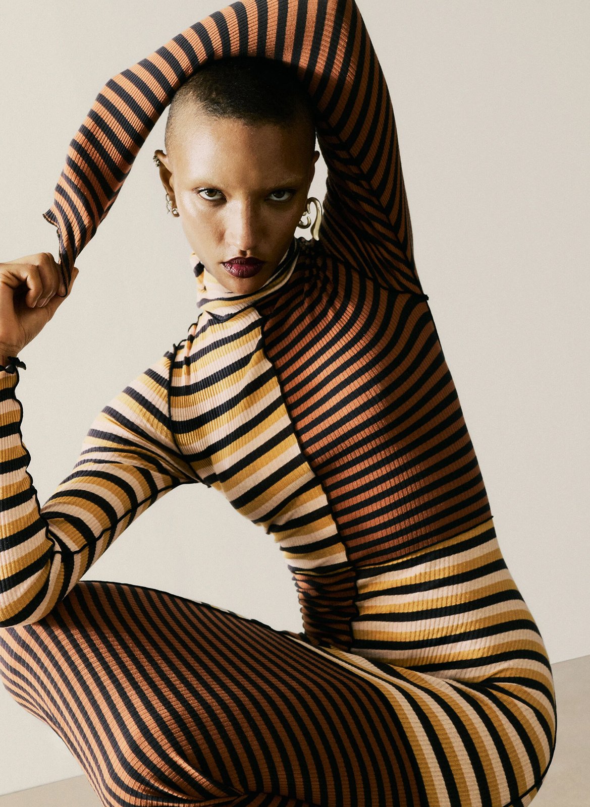 Robe midi col montant en coton mélangé DESIGUAL Marron