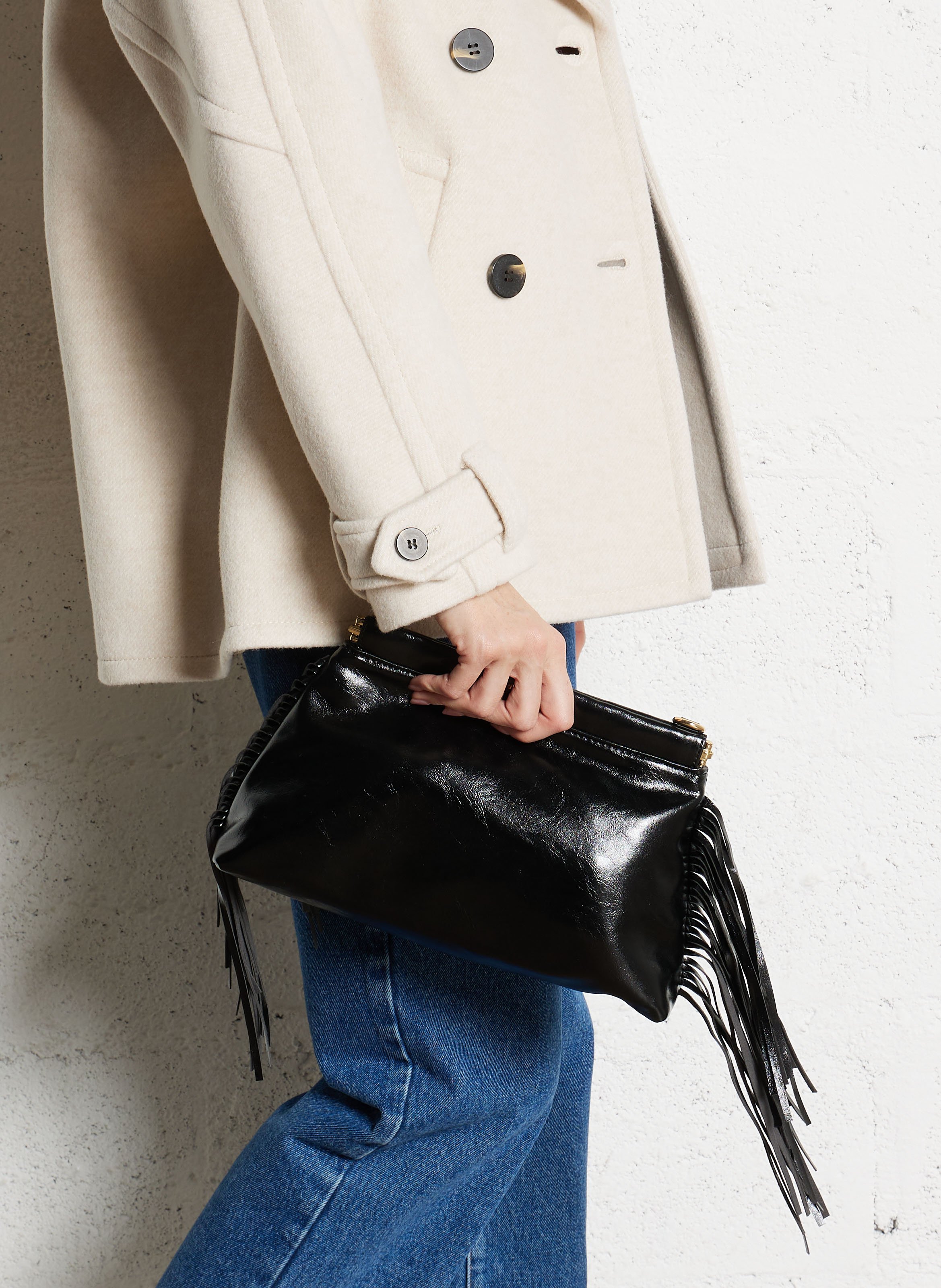 Handtas met franjes IKKS Zwart