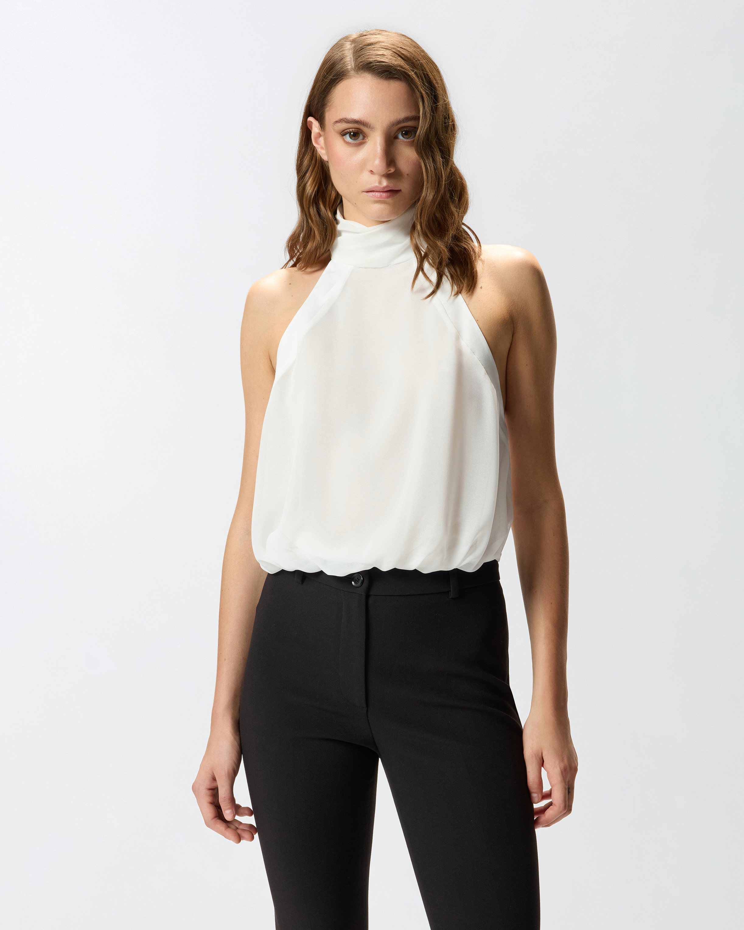 Halter neck top PINKO White