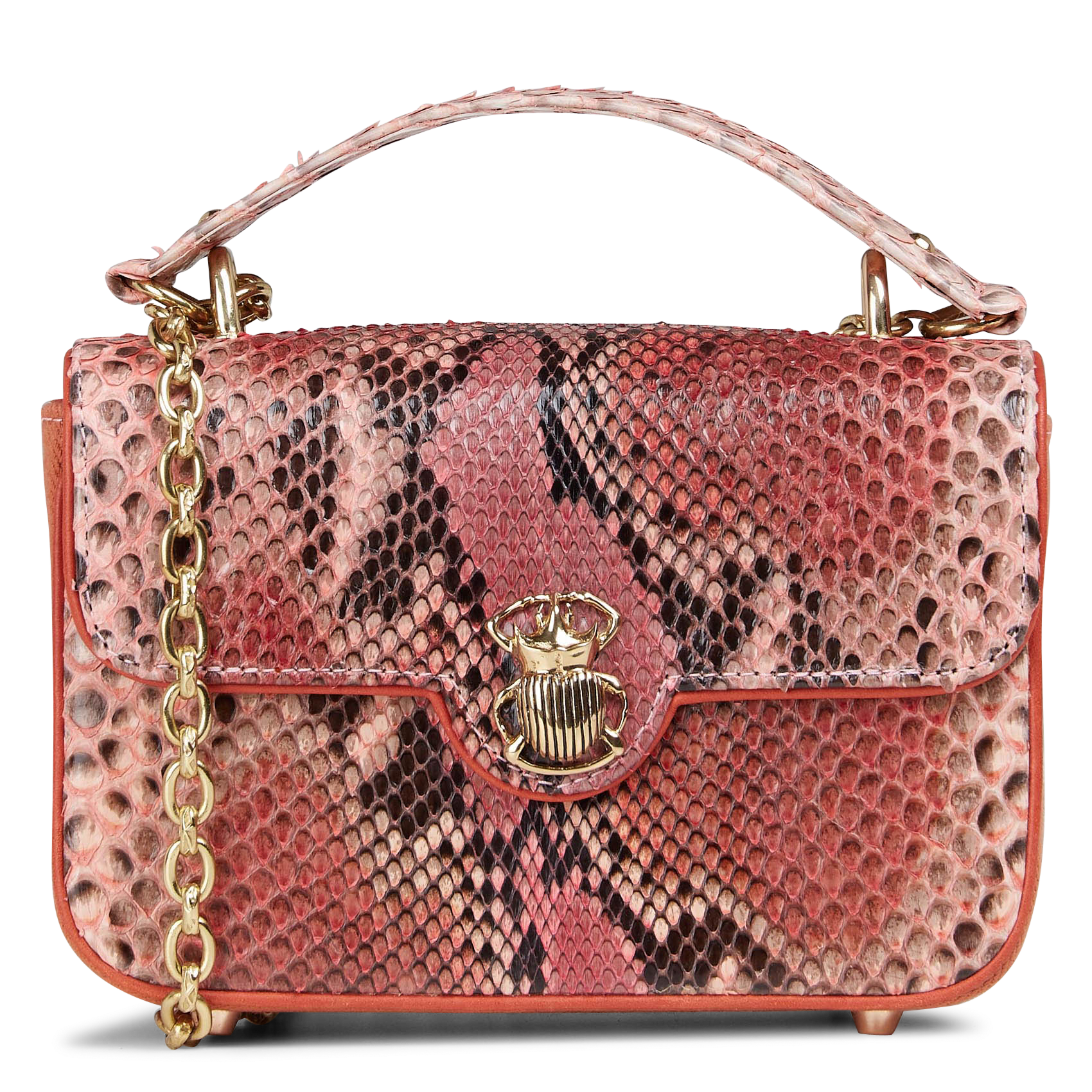 Umhängetasche aus Pythonleder CLARIS VIROT Rosa