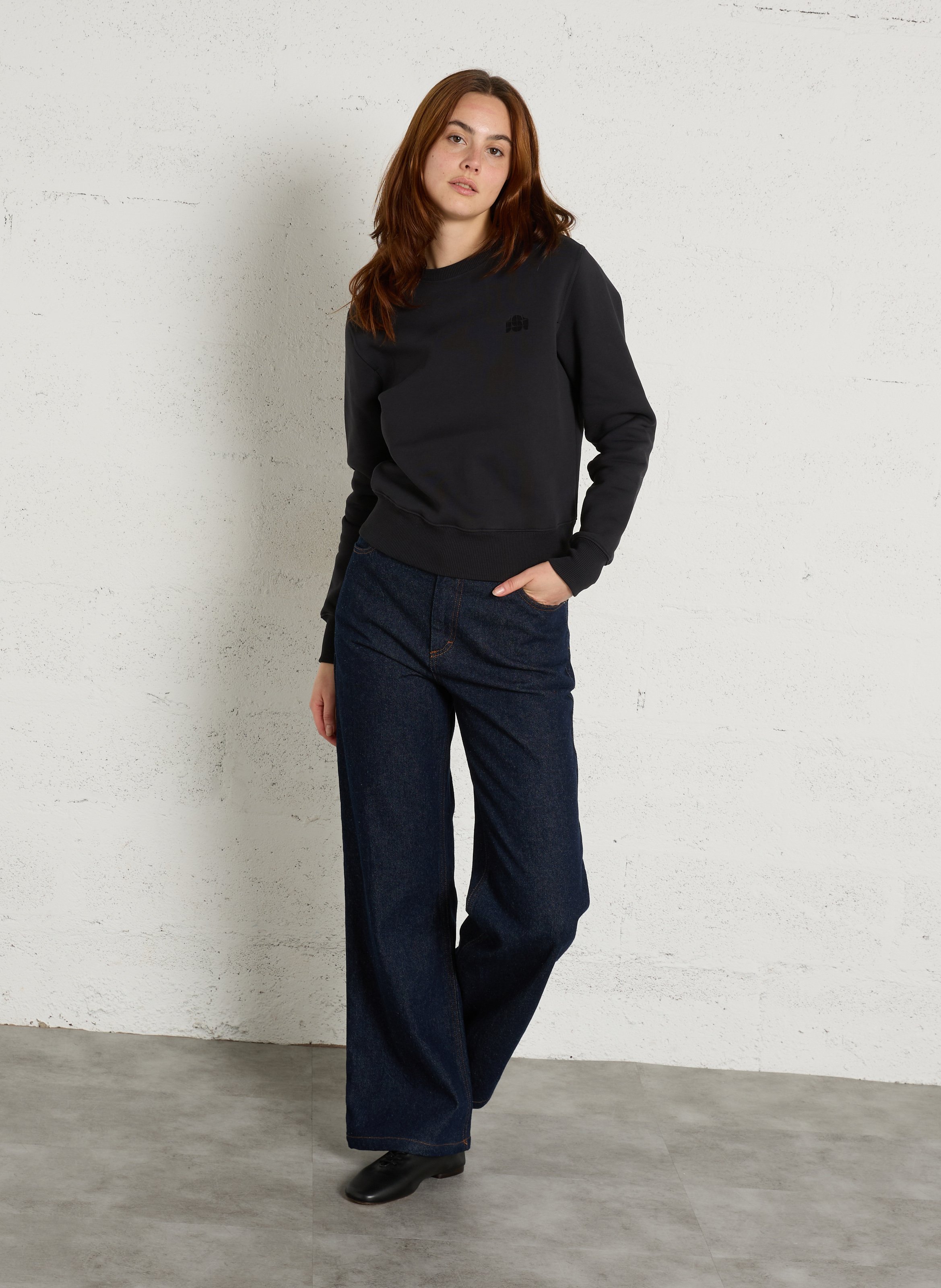 Gerader Bio-Baumwollpullover SOEUR Blau