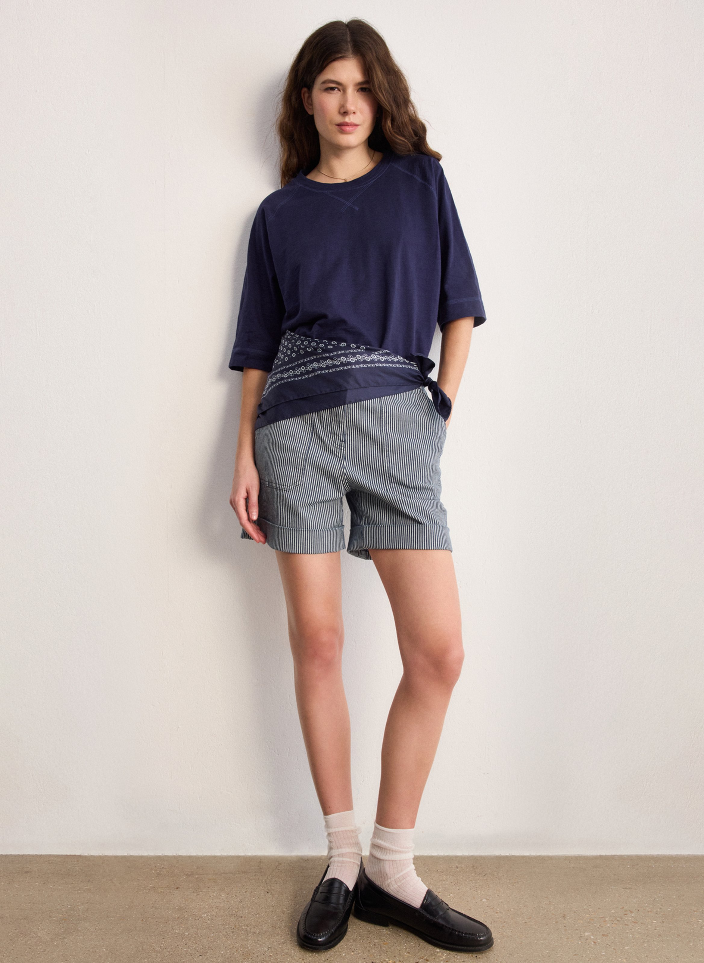 Tee-shirt oversize col rond en coton PABLO Bleu